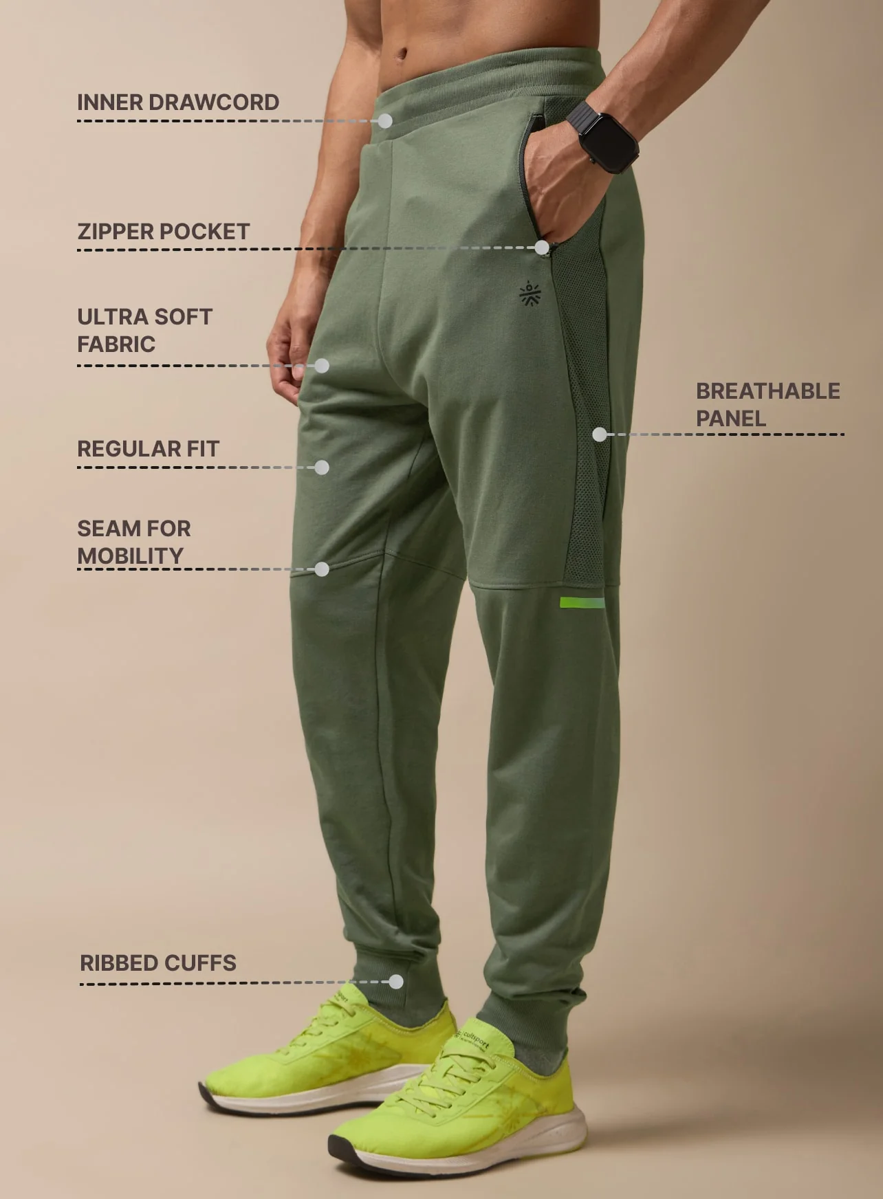 Men Olive Power Joggers - Image 5