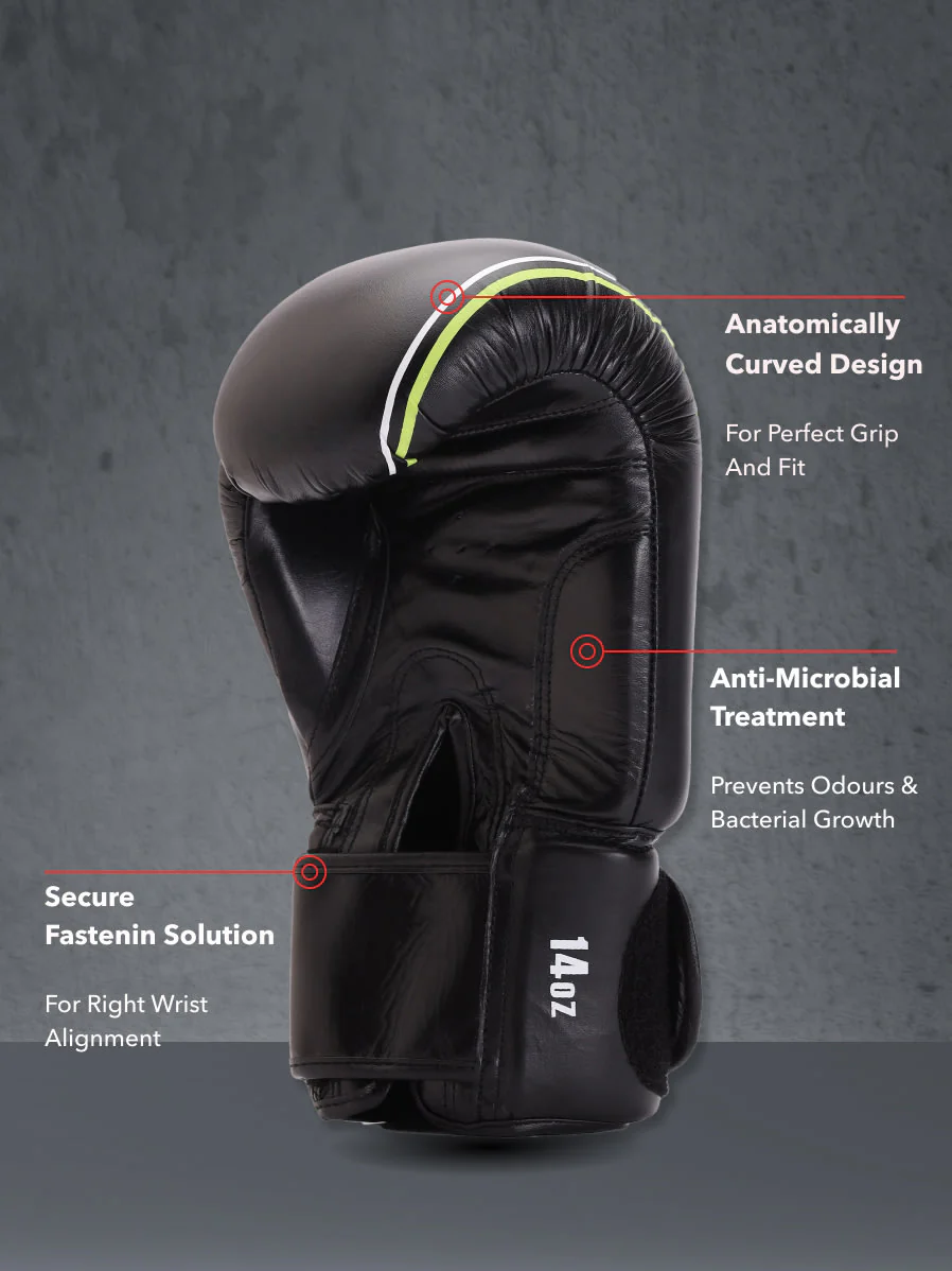 cult Premium Leather Boxing Gloves for Men & Women Foam Padding Thickness 35 mm Punching Bag Gloves for Boxing, Training, Kickboxing, Muay Thai, MMA Boxing Gloves Black & Green - Image 4