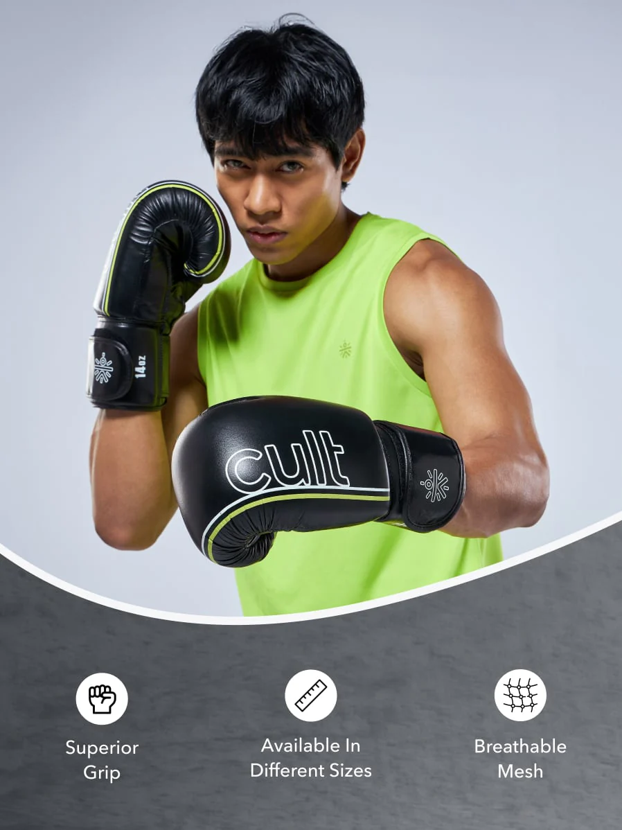 cult Premium Leather Boxing Gloves for Men & Women Foam Padding Thickness 35 mm Punching Bag Gloves for Boxing, Training, Kickboxing, Muay Thai, MMA Boxing Gloves Black & Green - Image 5
