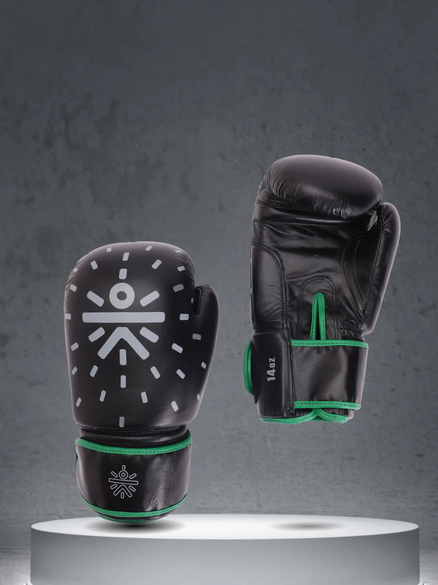 cult Premium Leather Boxing Gloves for Men & Women Foam Padding Thickness 35 mm Punching Bag Gloves for Boxing, Training, Kickboxing, Muay Thai, MMA Boxing Gloves Black/Green - Image 2