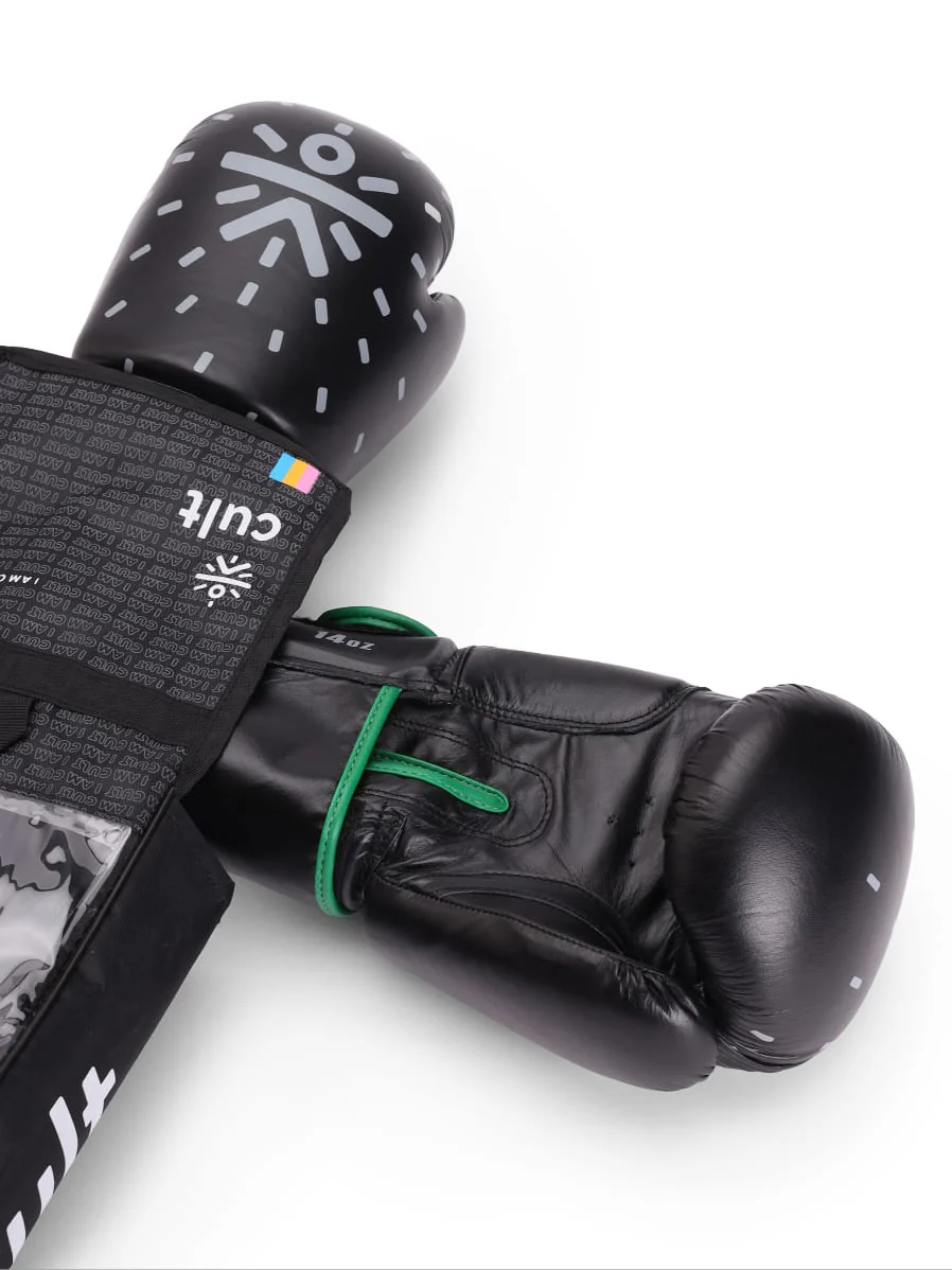 cult Premium Leather Boxing Gloves for Men & Women Foam Padding Thickness 35 mm Punching Bag Gloves for Boxing, Training, Kickboxing, Muay Thai, MMA Boxing Gloves Black/Green - Image 6