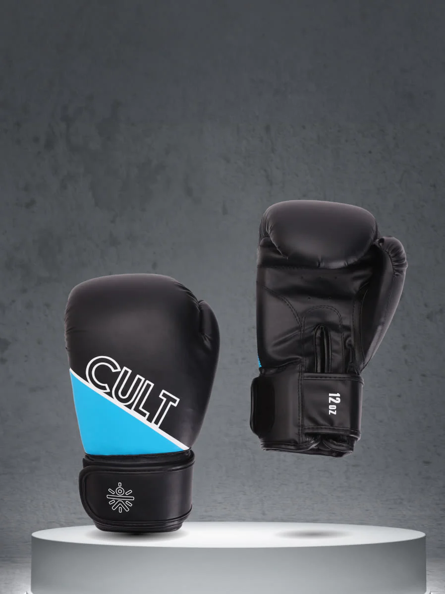 cult PVC Boxing Gloves for Men & Women Foam Padding Thickness 25 mm Punching Bag Gloves for Boxing, Training, Kickboxing, Muay Thai, MMA Blue White - Image 2