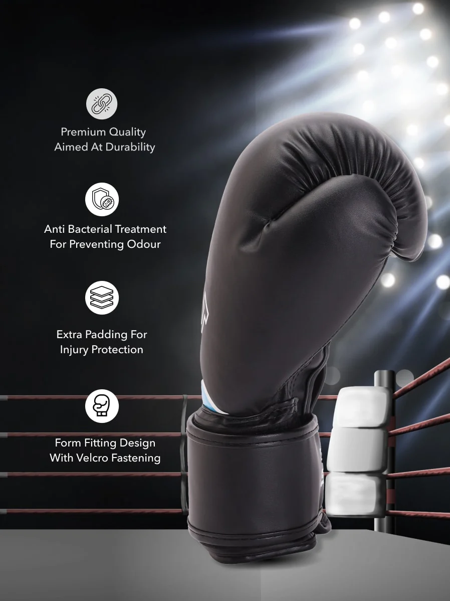 cult PVC Boxing Gloves for Men & Women Foam Padding Thickness 25 mm Punching Bag Gloves for Boxing, Training, Kickboxing, Muay Thai, MMA Blue White - Image 3