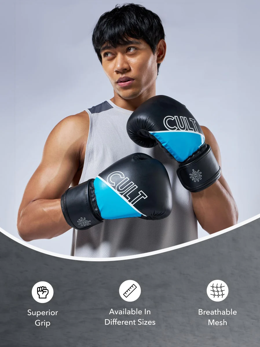 cult PVC Boxing Gloves for Men & Women Foam Padding Thickness 25 mm Punching Bag Gloves for Boxing, Training, Kickboxing, Muay Thai, MMA Blue White - Image 6