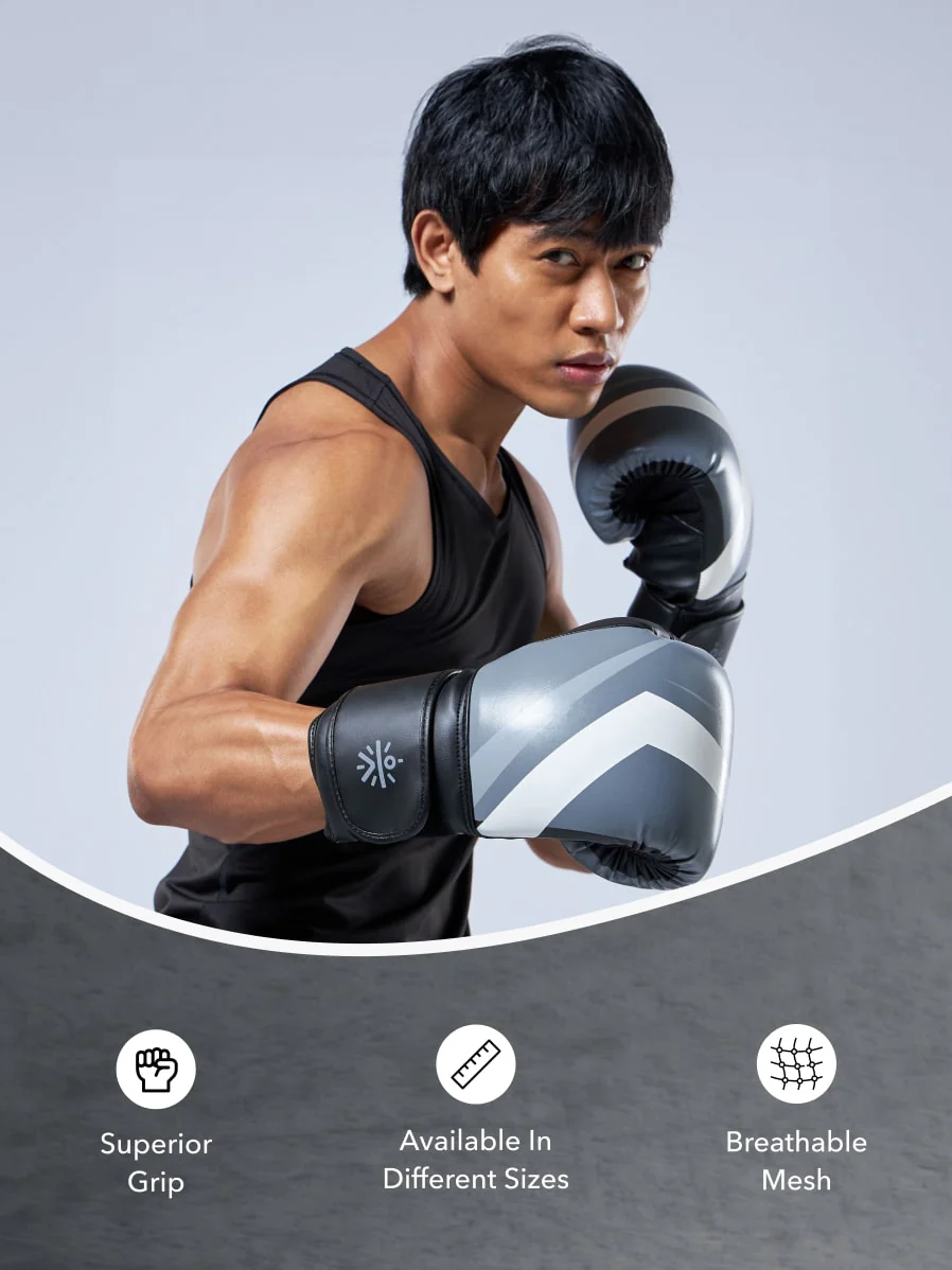 cult PVC Boxing Gloves for Men & Women Foam Padding Thickness 25mm Punching Bag Gloves for Boxing, Training, Kickboxing, Muay Thai, MMA Grey - Image 4