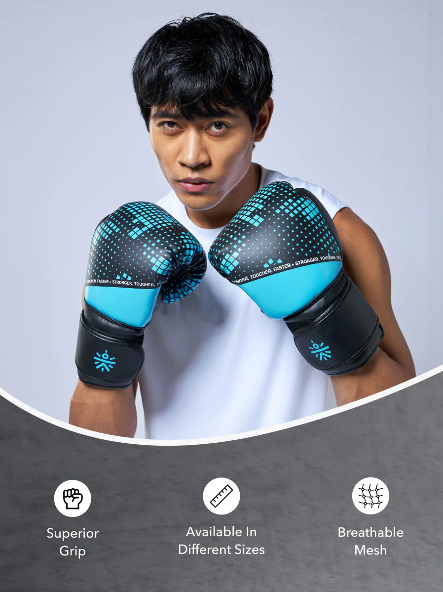 cult PVC Boxing Gloves for Men & Women Foam Padding Thickness 25 mm Punching Bag Gloves for Boxing, Training, Kickboxing, Muay Thai, MMA Black Blue - Image 2