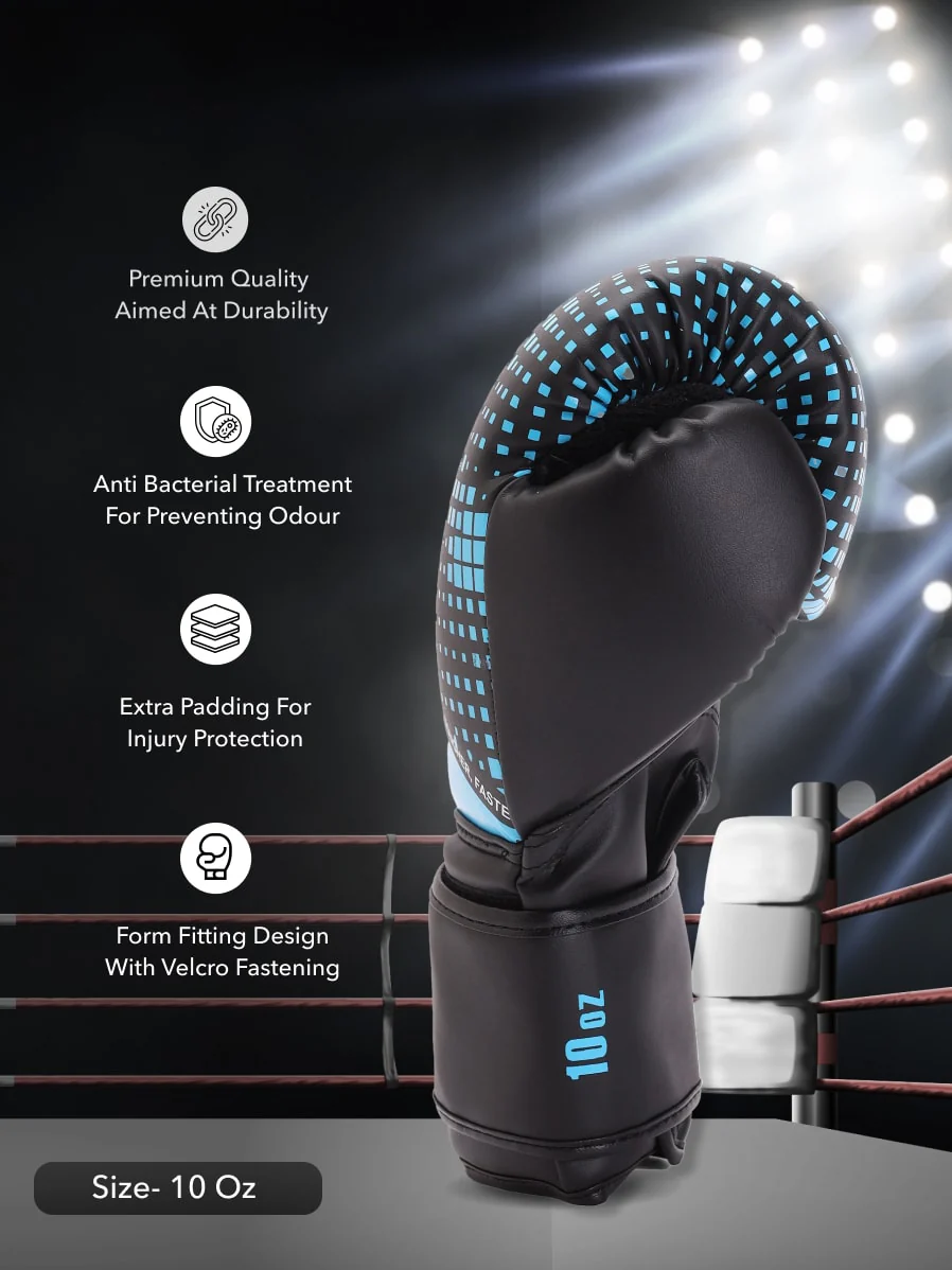 cult PVC Boxing Gloves for Men & Women Foam Padding Thickness 25 mm Punching Bag Gloves for Boxing, Training, Kickboxing, Muay Thai, MMA Black Blue - Image 4