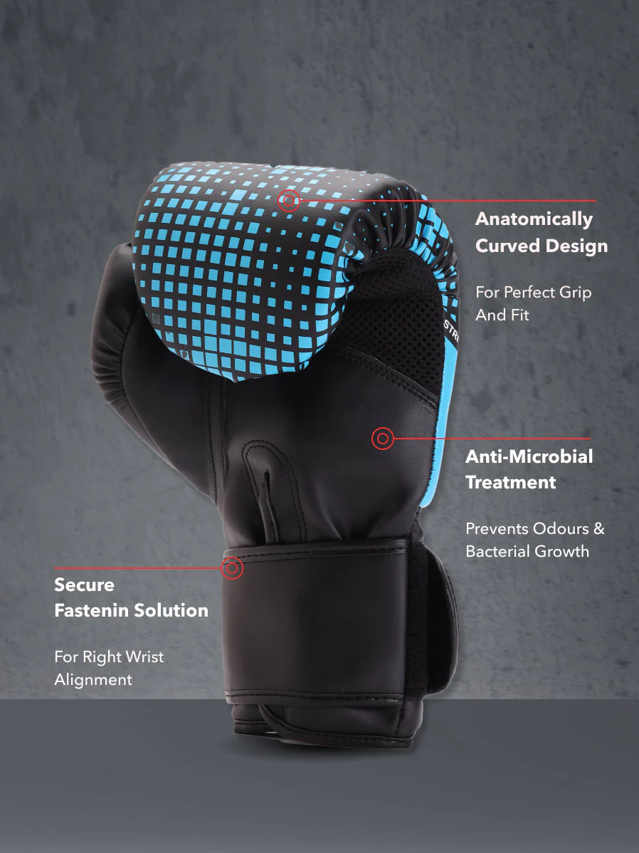 cult PVC Boxing Gloves for Men & Women Foam Padding Thickness 25 mm Punching Bag Gloves for Boxing, Training, Kickboxing, Muay Thai, MMA Black Blue - Image 5