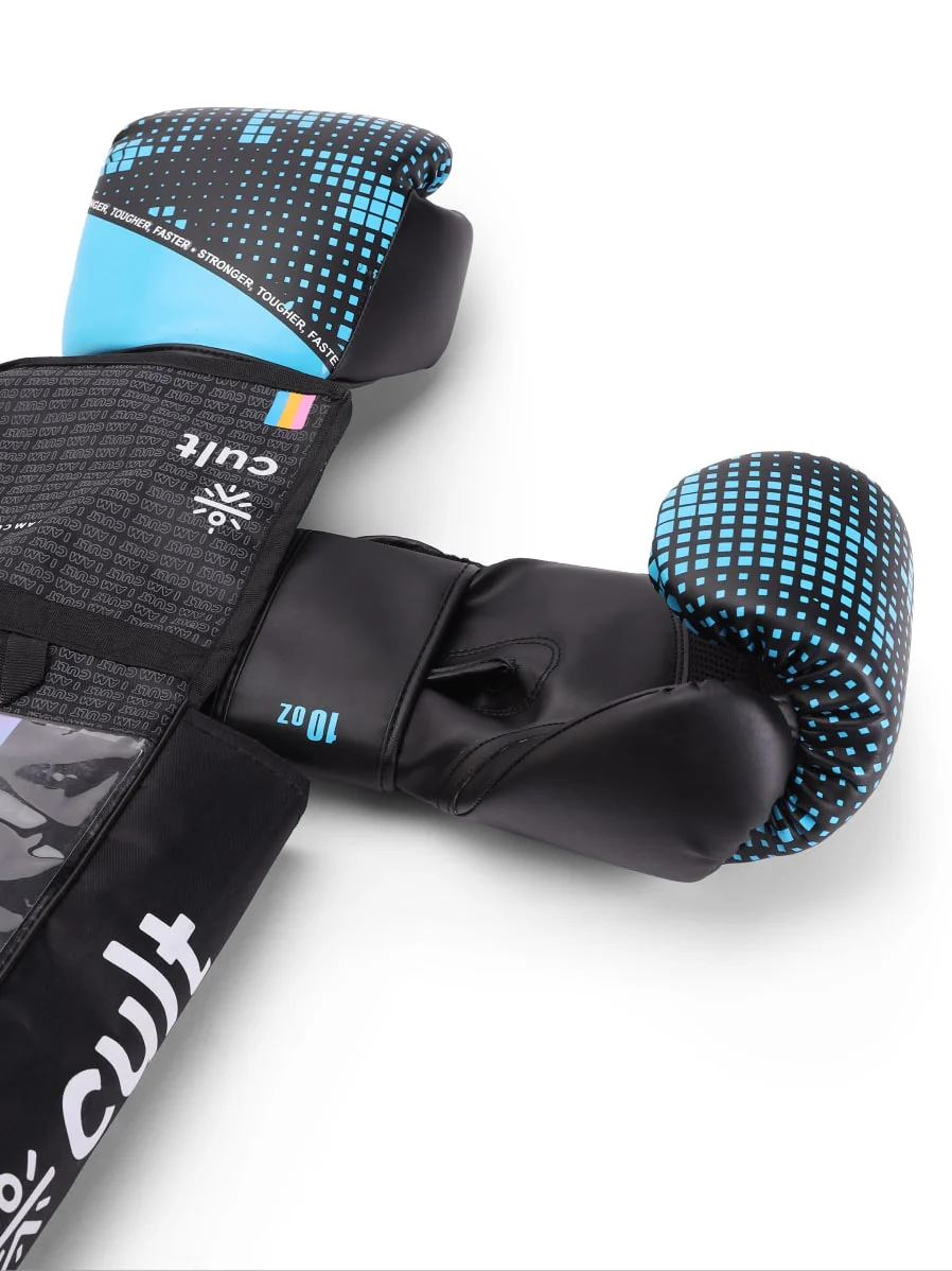 cult PVC Boxing Gloves for Men & Women Foam Padding Thickness 25 mm Punching Bag Gloves for Boxing, Training, Kickboxing, Muay Thai, MMA Black Blue - Image 6