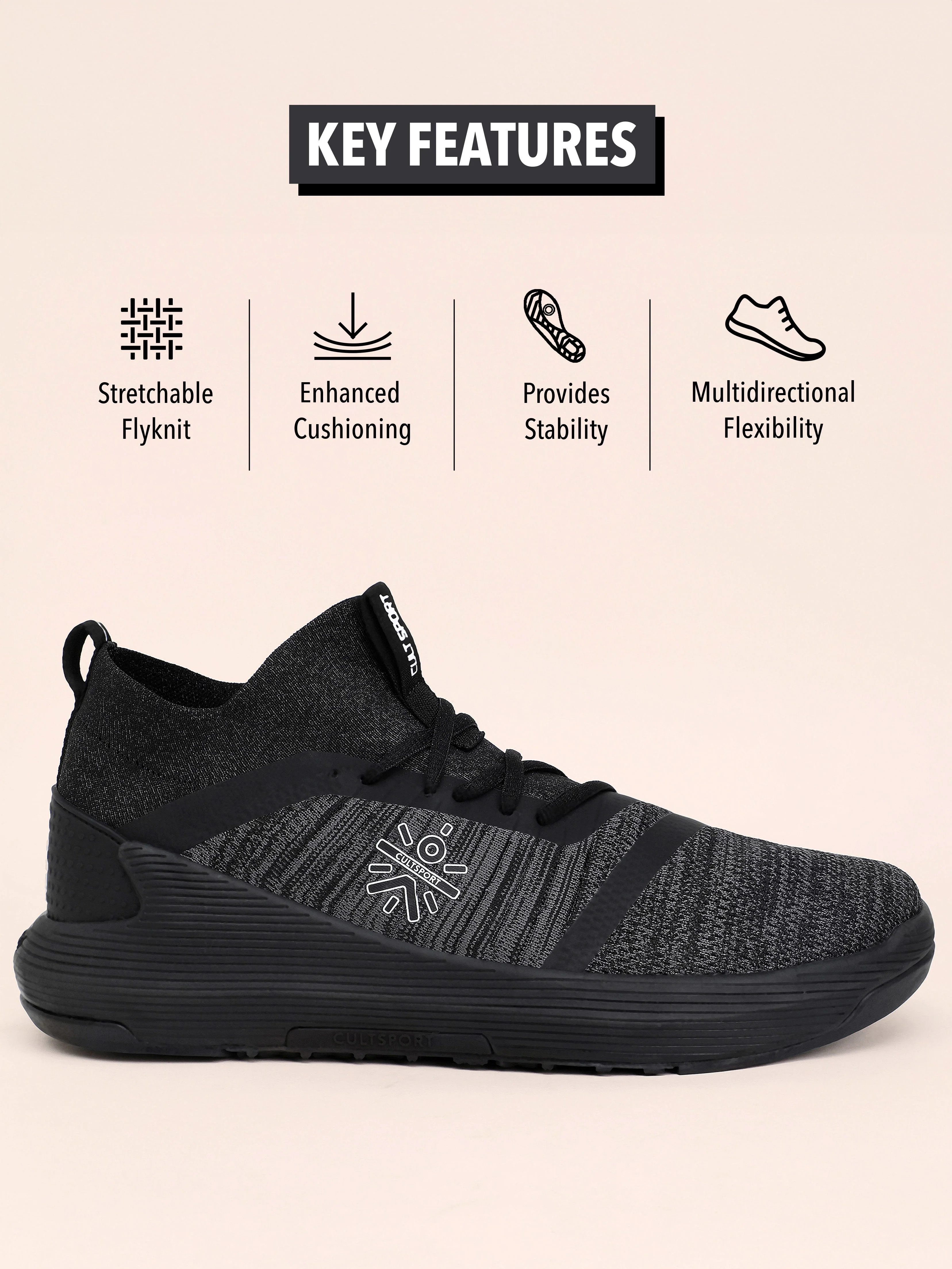 cult Pro-Train Men Training Shoes - Grey/Black - Image 3