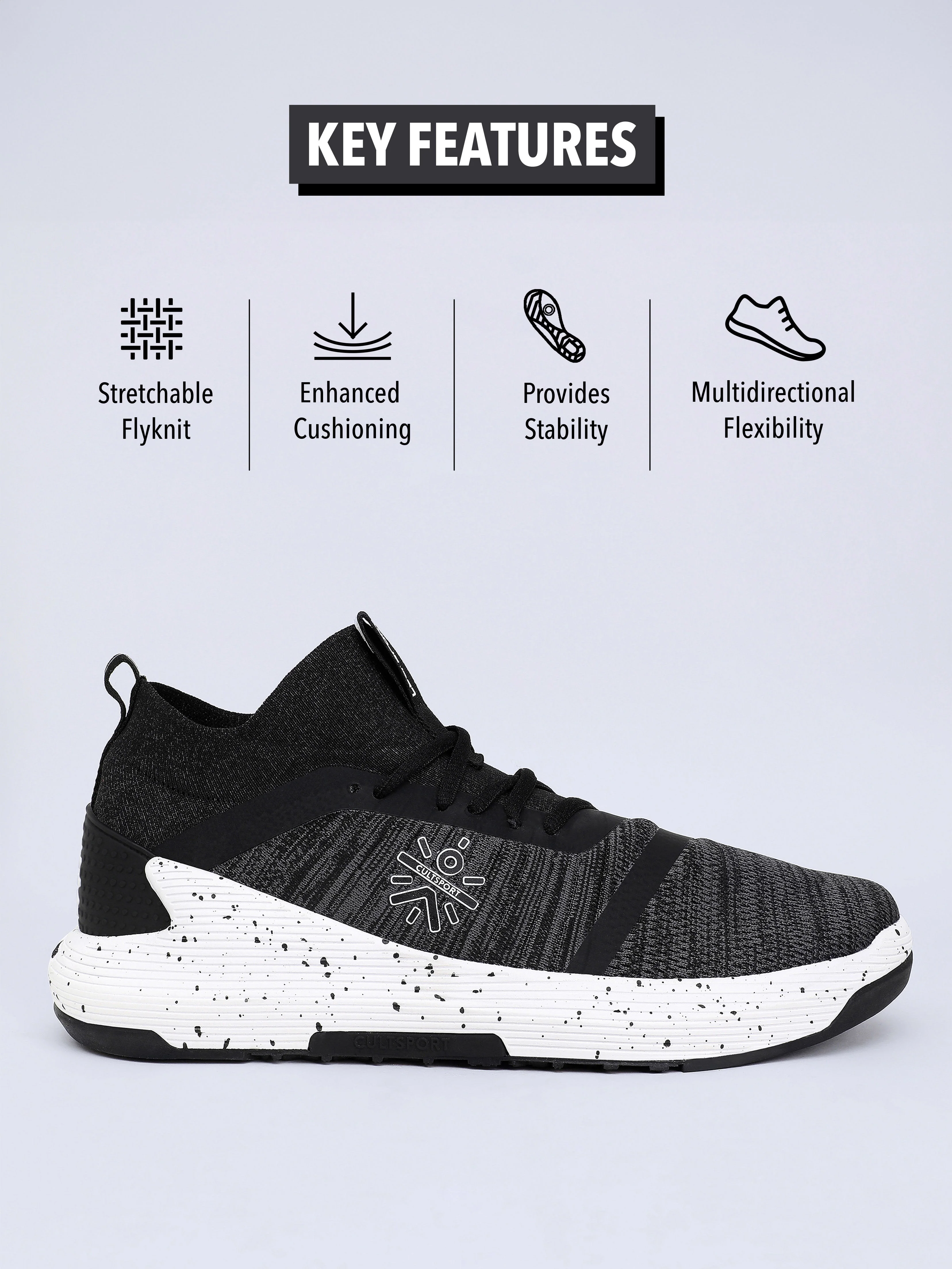 cult Pro-Train Men Training Shoes - Black/White - Image 3