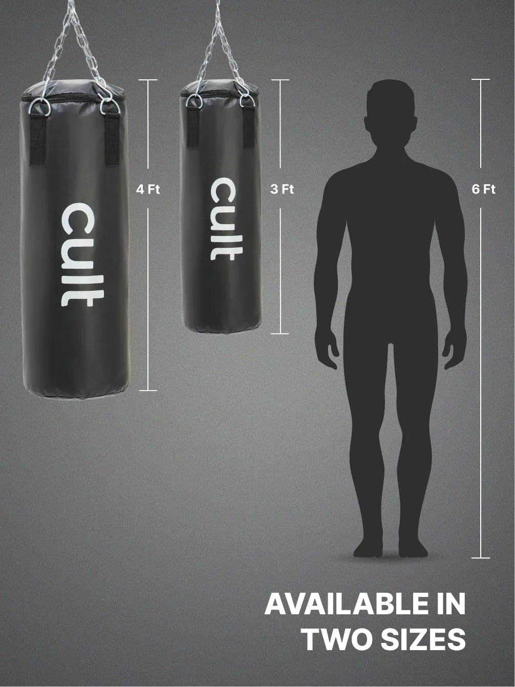 cult Punching Bag Black 4ft with Hand wrap - Image 5