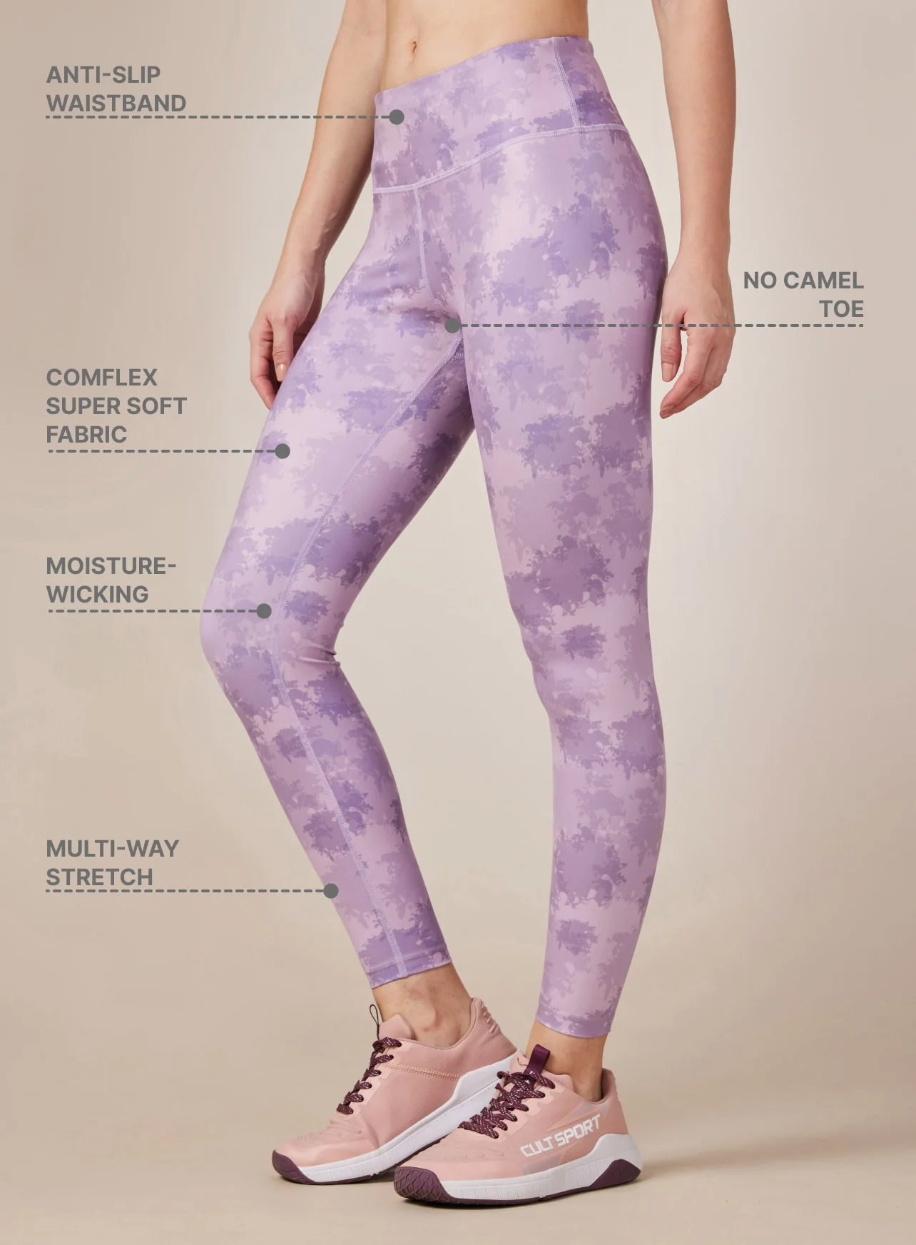 Purple Printed Performance Tights - Image 3