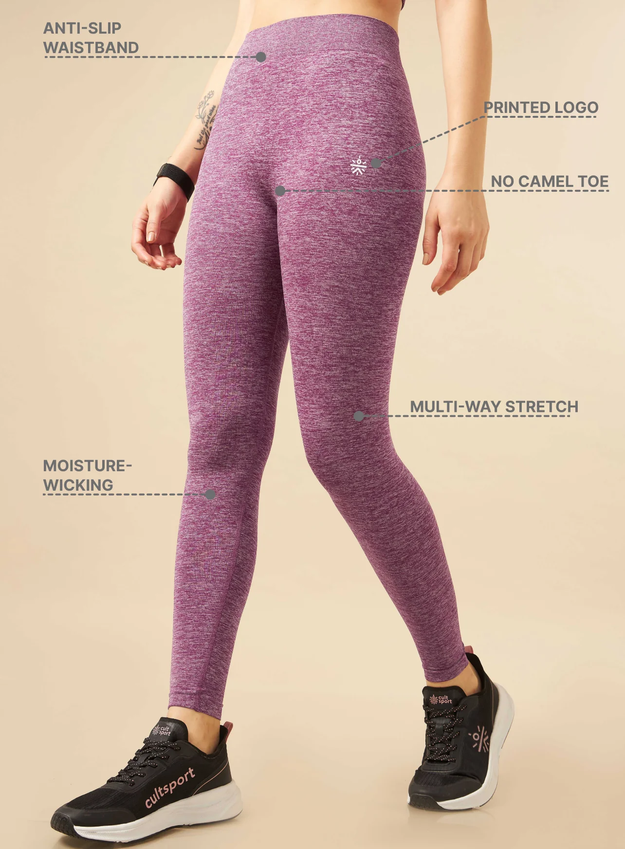 Purple Seamless Sports Tights - Image 2
