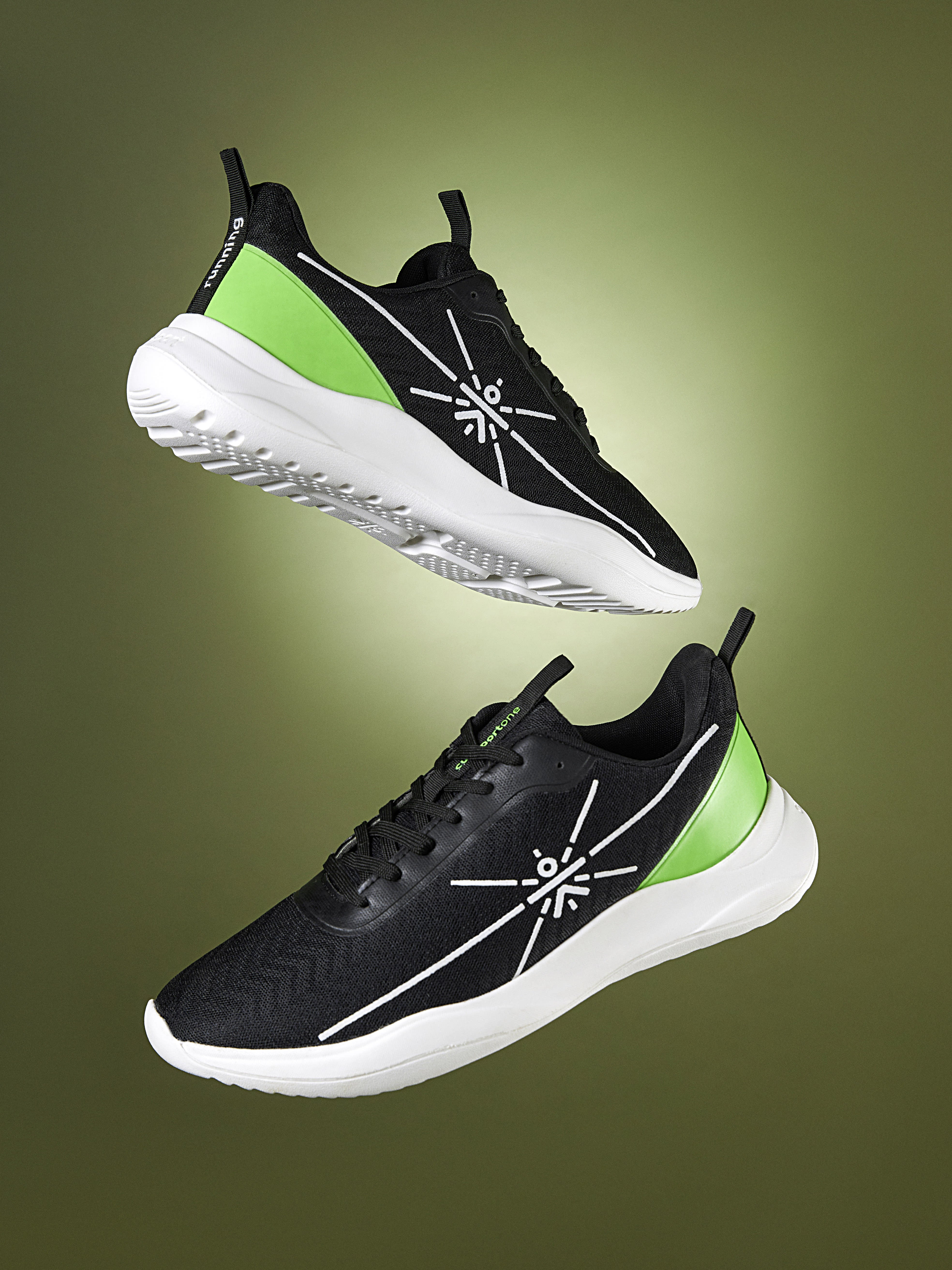cult Racer Men Running Shoes - Black/Lime Green - Image 2