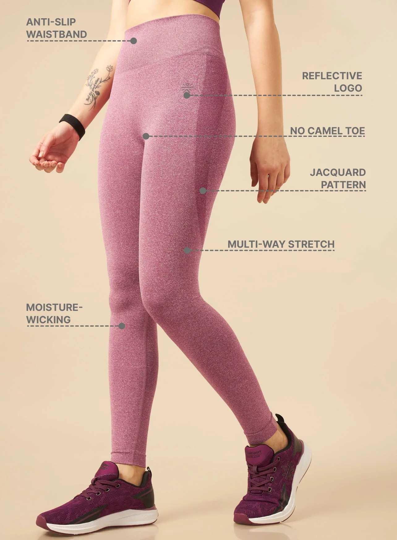 Red Seamless Sports Tights - Image 5