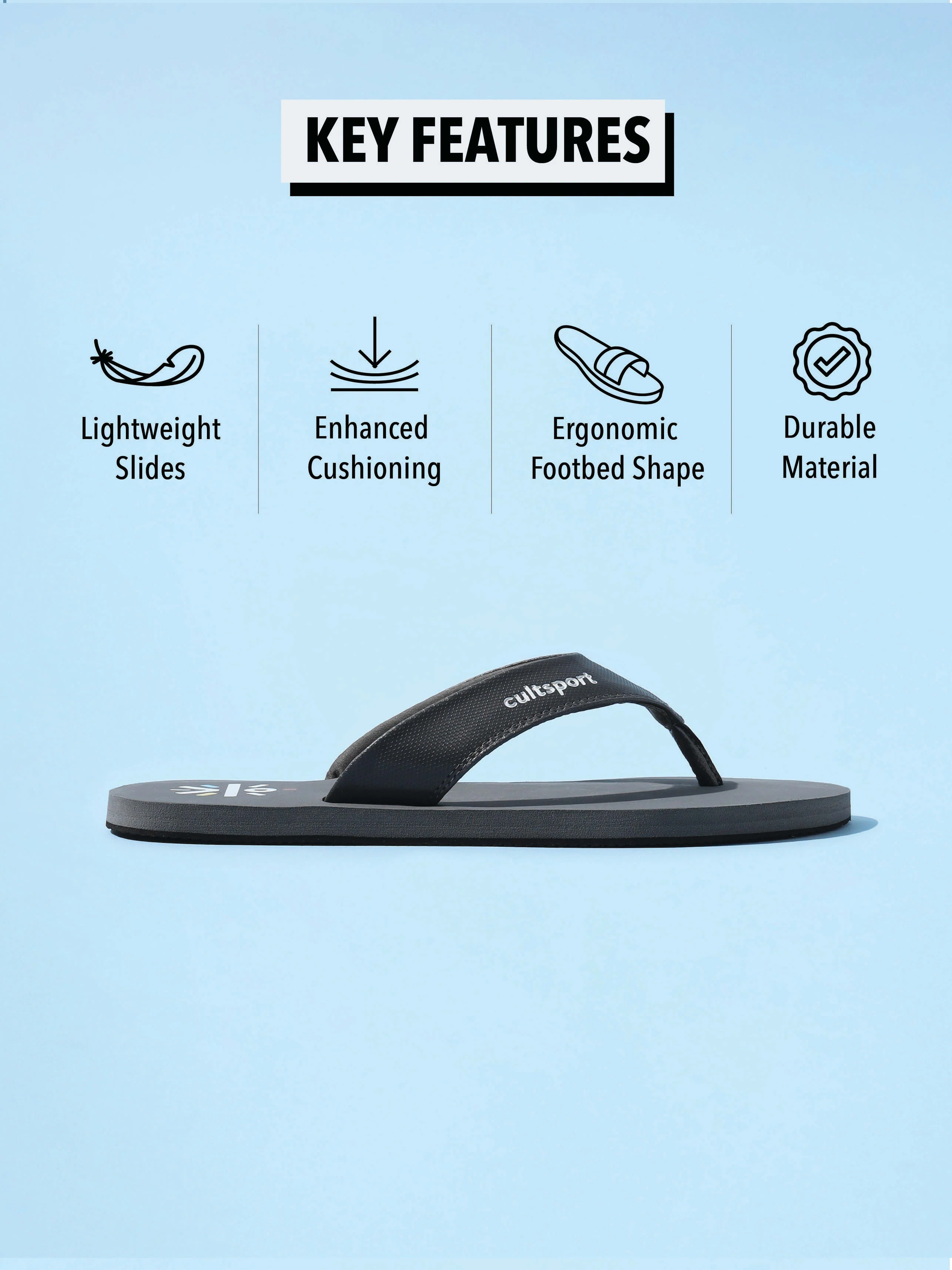 cult Repose Sweat Absorbing EVA Flip Flops - Dark Grey - Image 3