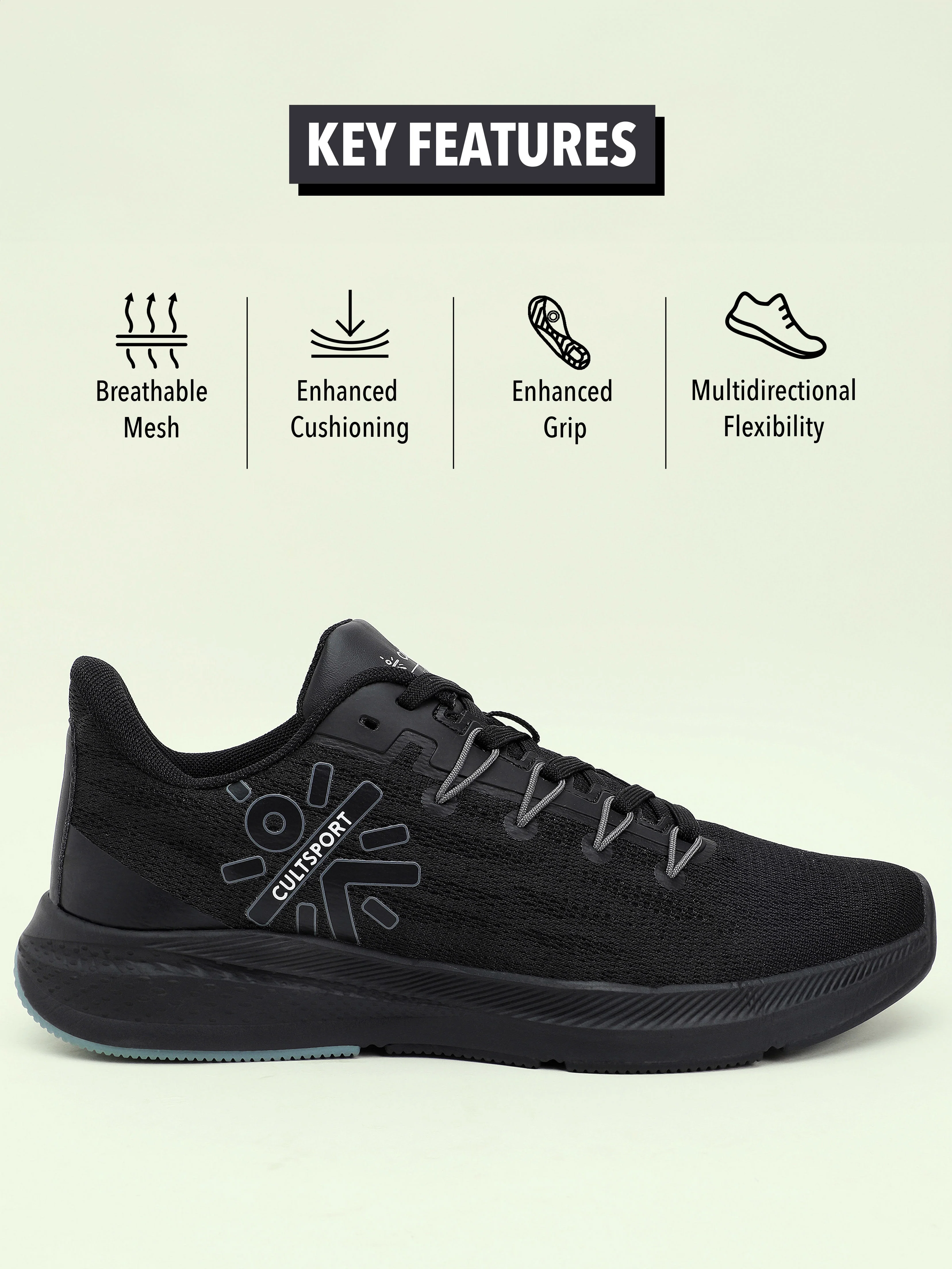 cult Firebird Men Running Shoes - Grey/Black - Image 3
