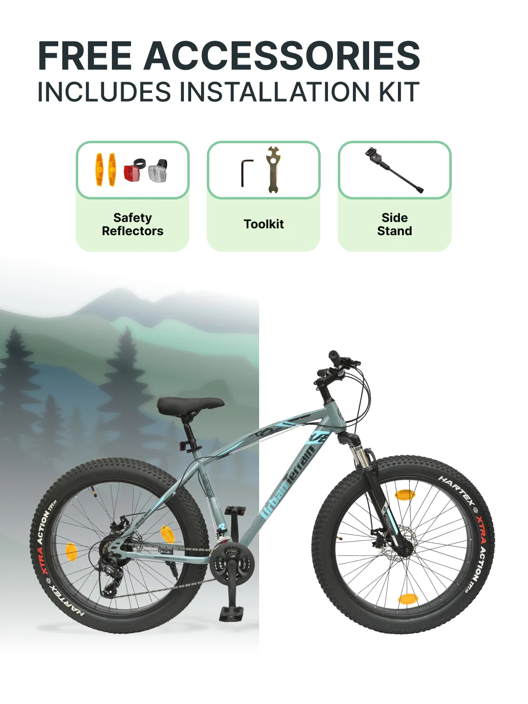 Rogue Mountain Bike Steel 21 Speed Cycle 26 inch Fat Tyre, Grey With Front Suspension, Single Wall Rim and Dual Disc Brakes, Ideal For 5 ft to 5.7 ft - Image 8