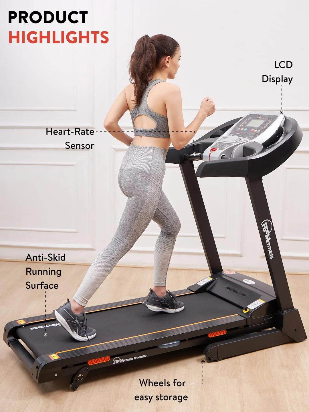 RPM2000 3.5HP DC Treadmill | 3-level Manual-Incline | Max Weight-110kg | Max Speed-14kmph (with 6 months extended warranty) - Image 3