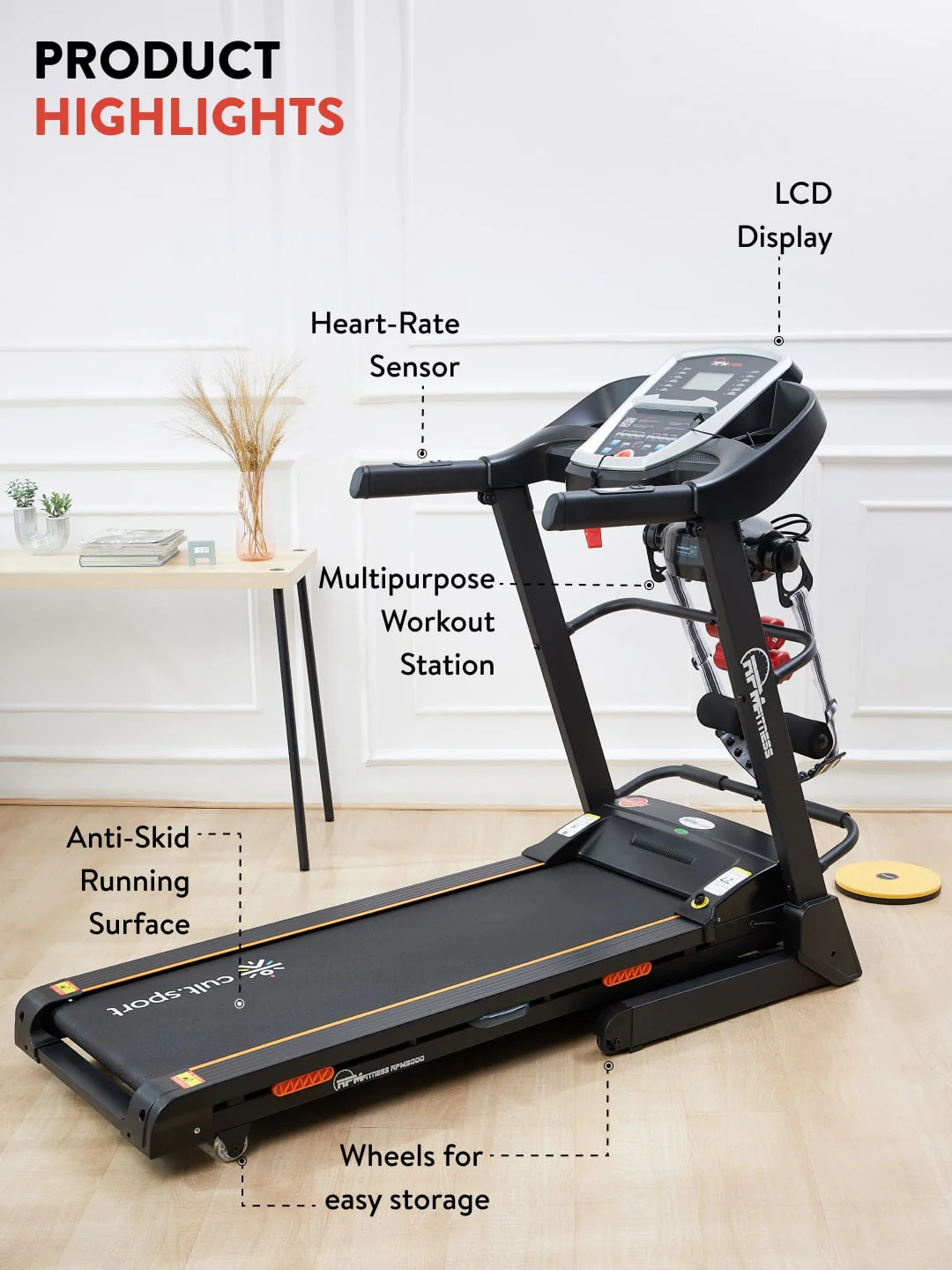RPM5000 4.5HP DC Treadmill | 15-level Auto-Incline & Massager | Max Weight-110kg | Max Speed-16kmph (with 6 months extended warranty) - Image 3