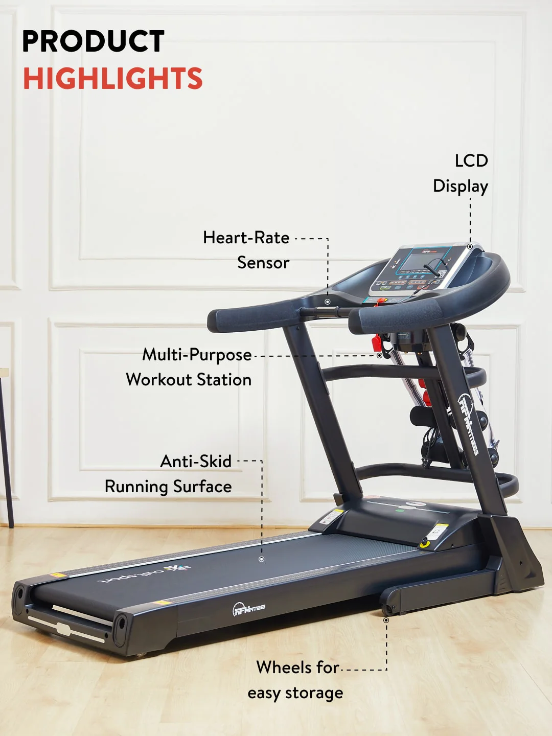 RPM757MI 5.5HP DC Treadmill | 15-level Auto-Incline & Massager | Max Weight-130kg | Max Speed-18kmph (with 6 months extended warranty) - Image 3