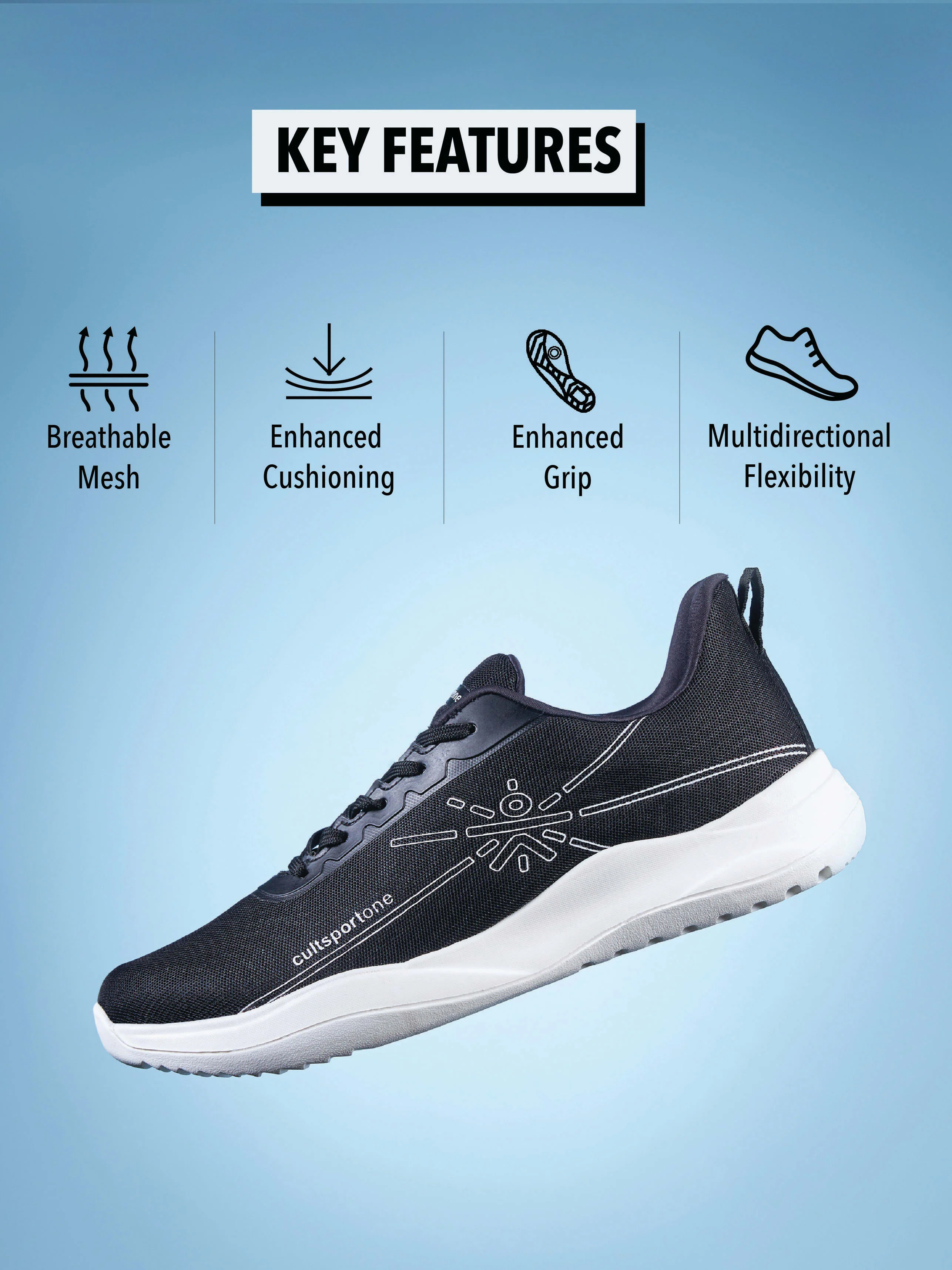 cult Rush Men Running Shoes - Black - Image 3