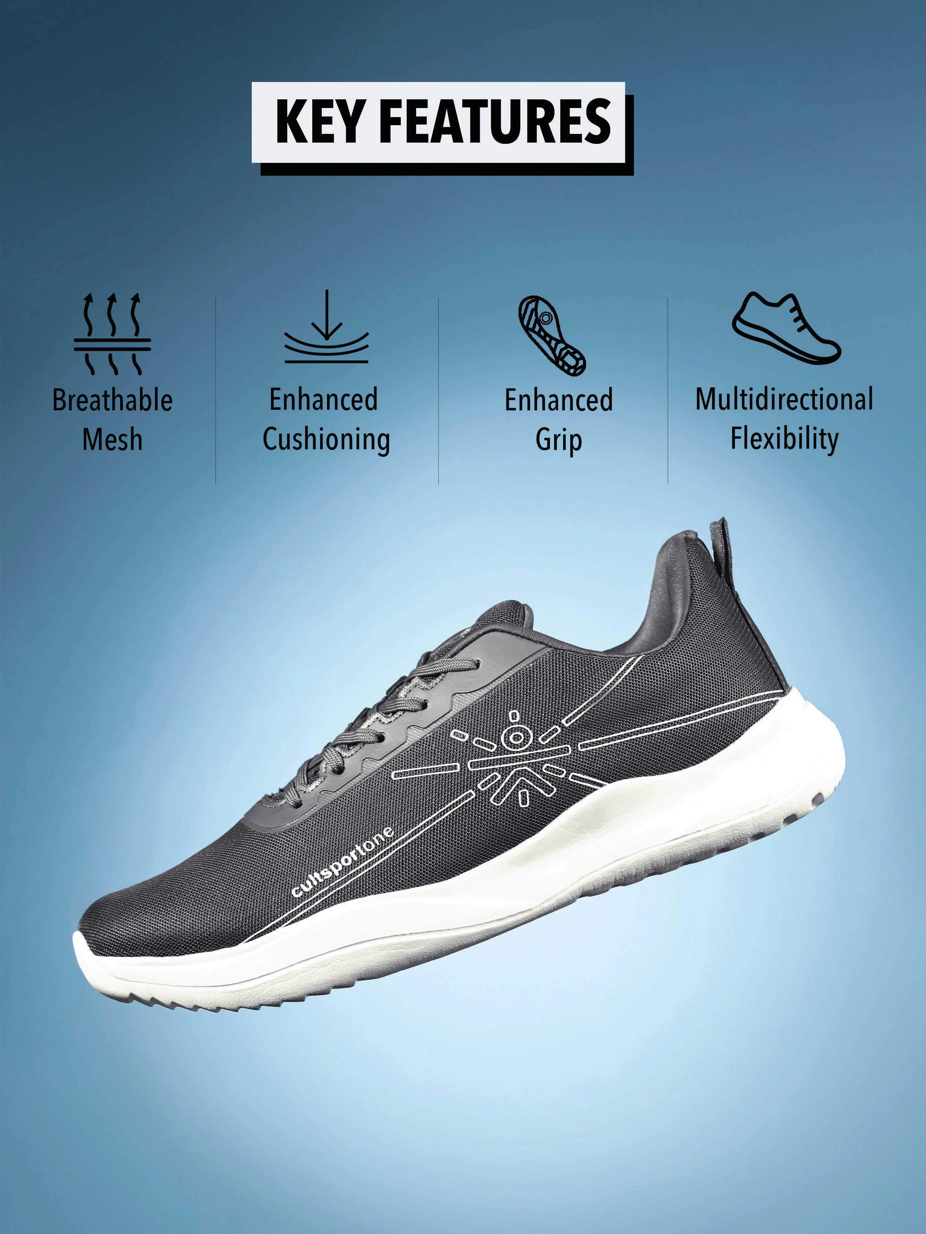 cult Rush Men Running Shoes - Dark Grey - Image 3