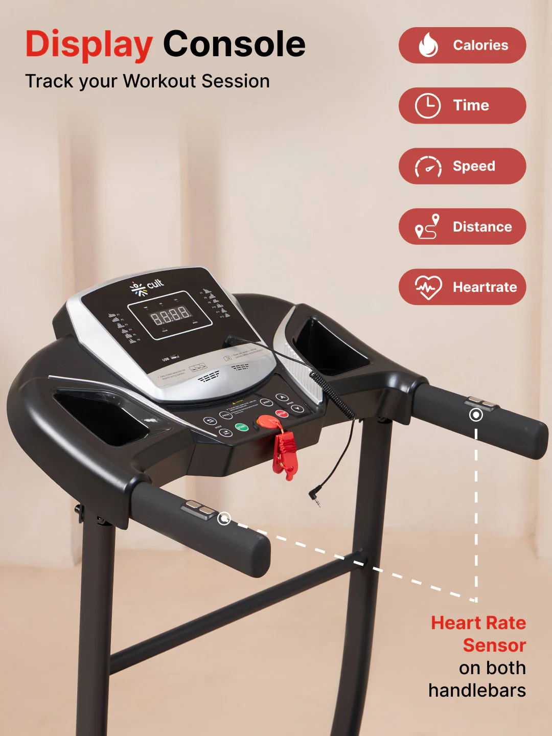 Cultrun S3.0 3HP Peak Treadmill | 3-level Manual-Incline | Max Weight-100kg | Max Speed-10kmph (with 6 months extended warranty) - Image 4