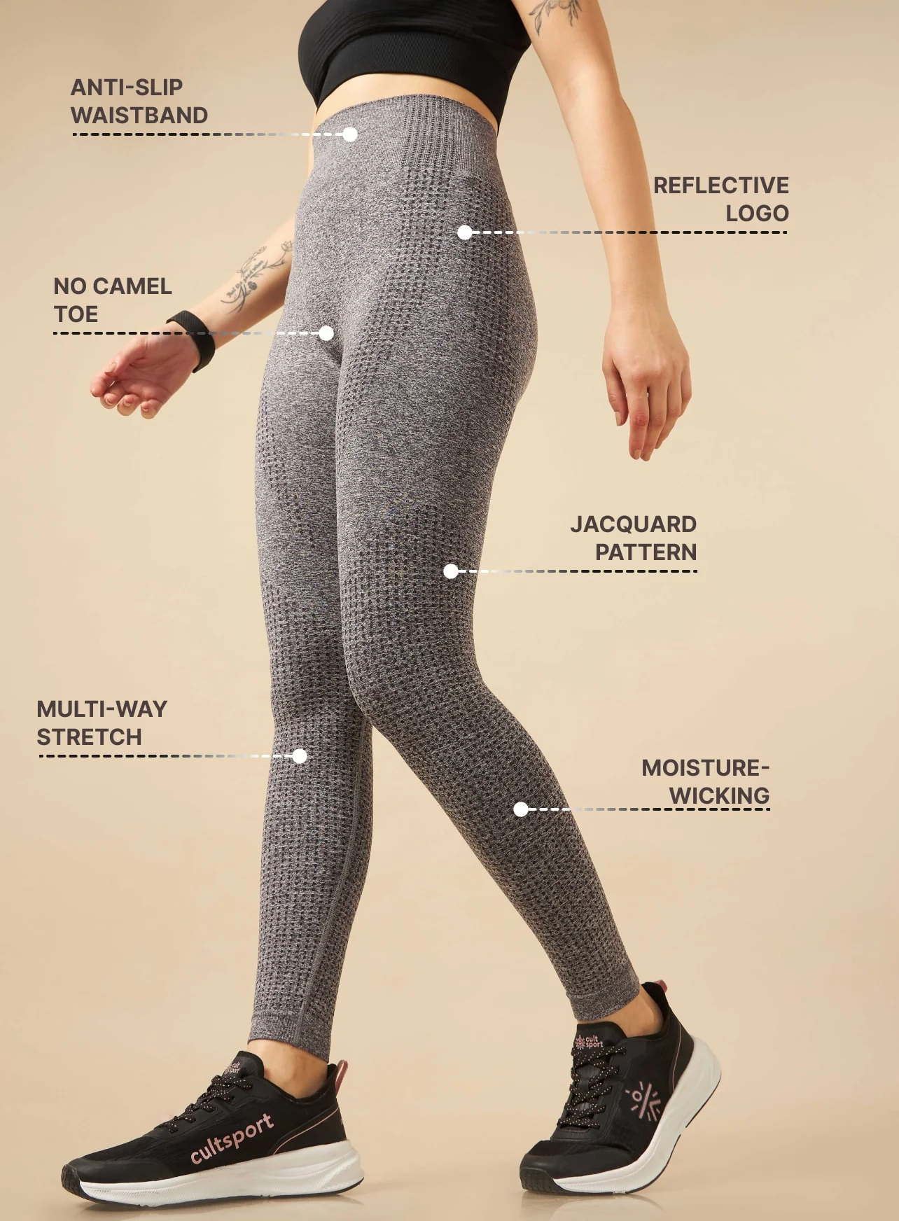 Dark Grey Seamless Contour Leggings - Image 5