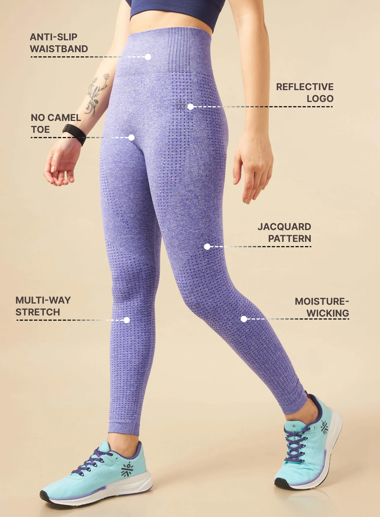 Dark Purple Seamless Contour Leggings - Image 2
