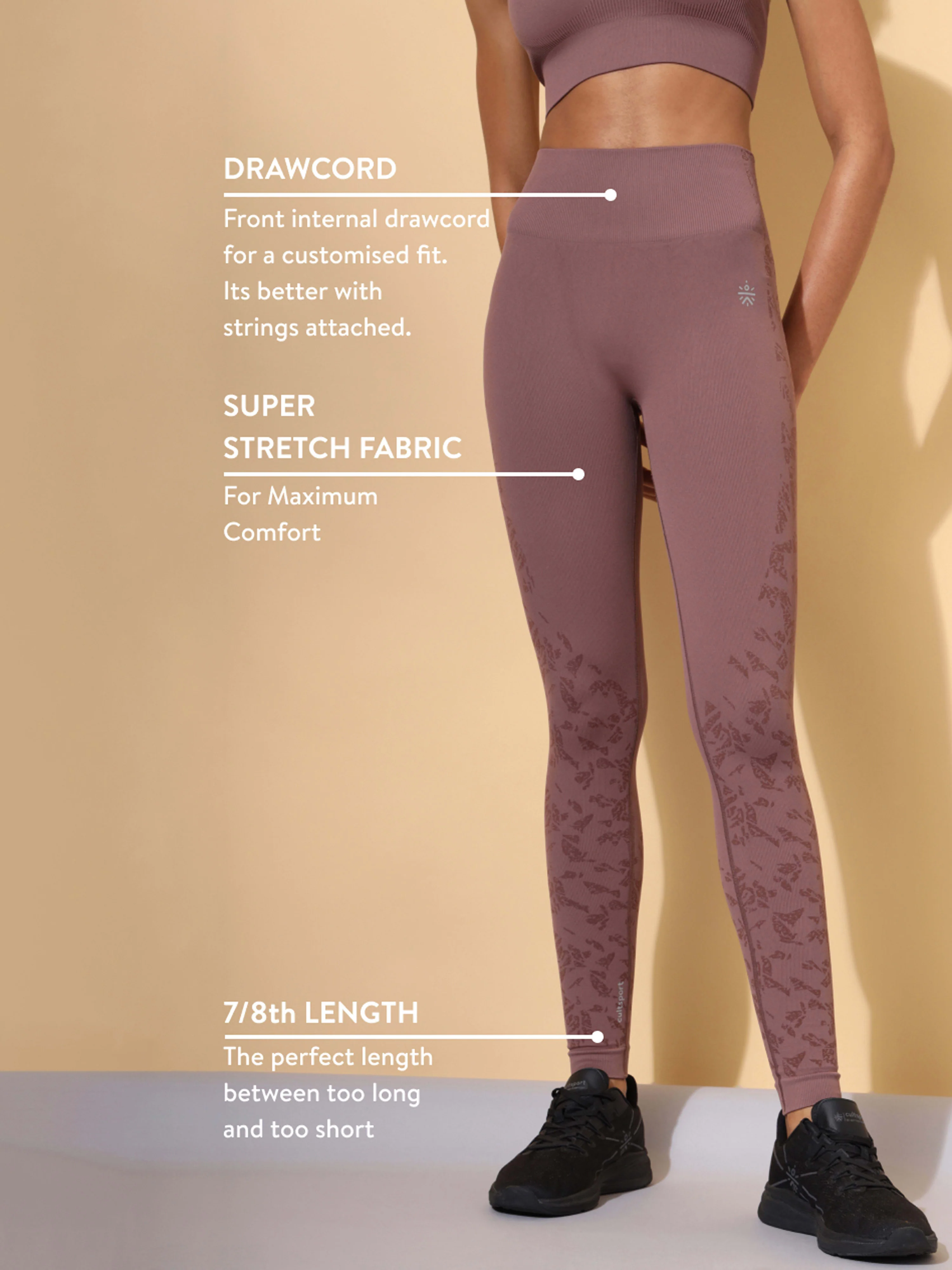 Brown Seamless Jacquard Tights - Image 2