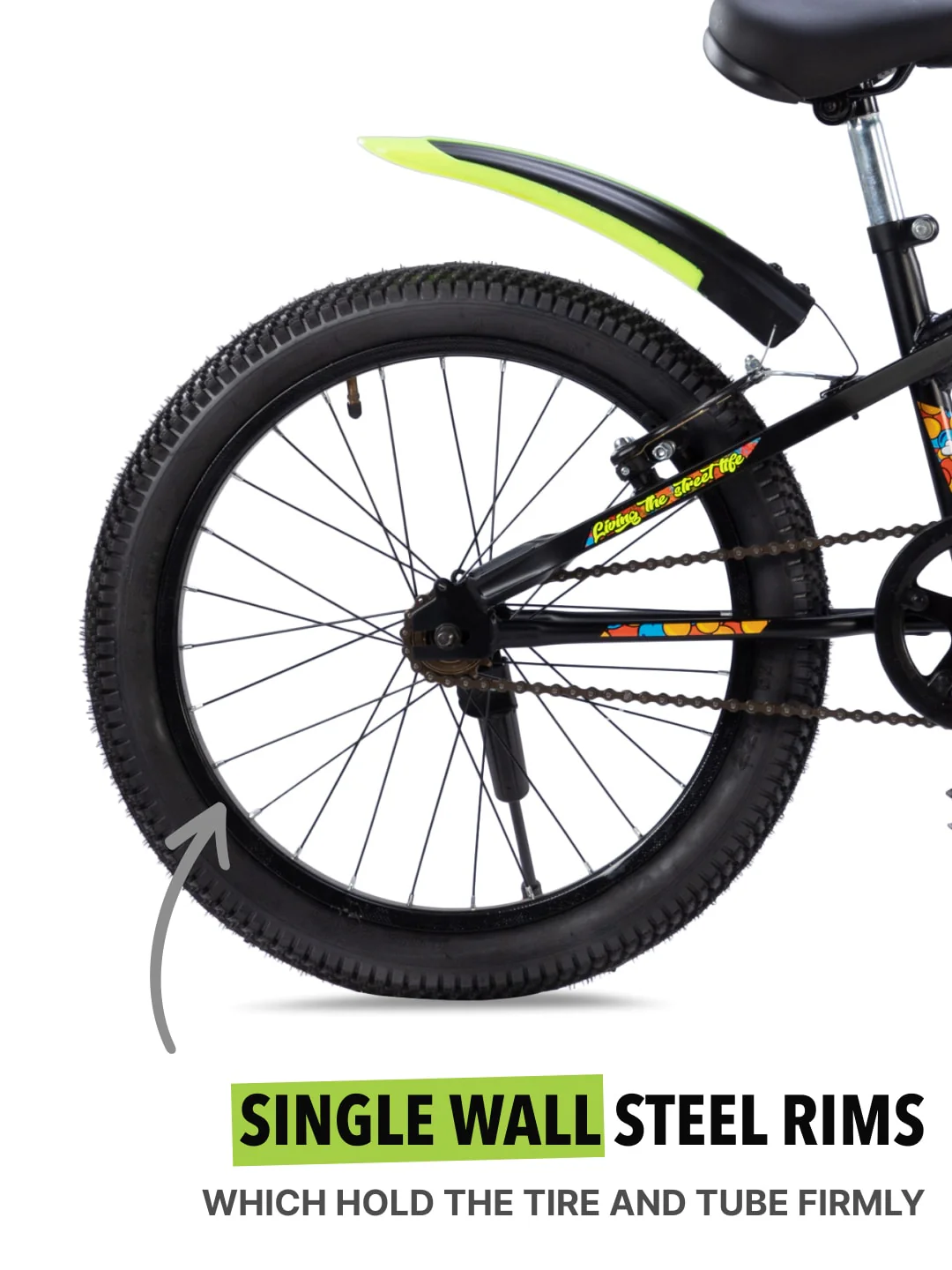 Skater 20T Steel Frame Kids Bike Black - Image 6