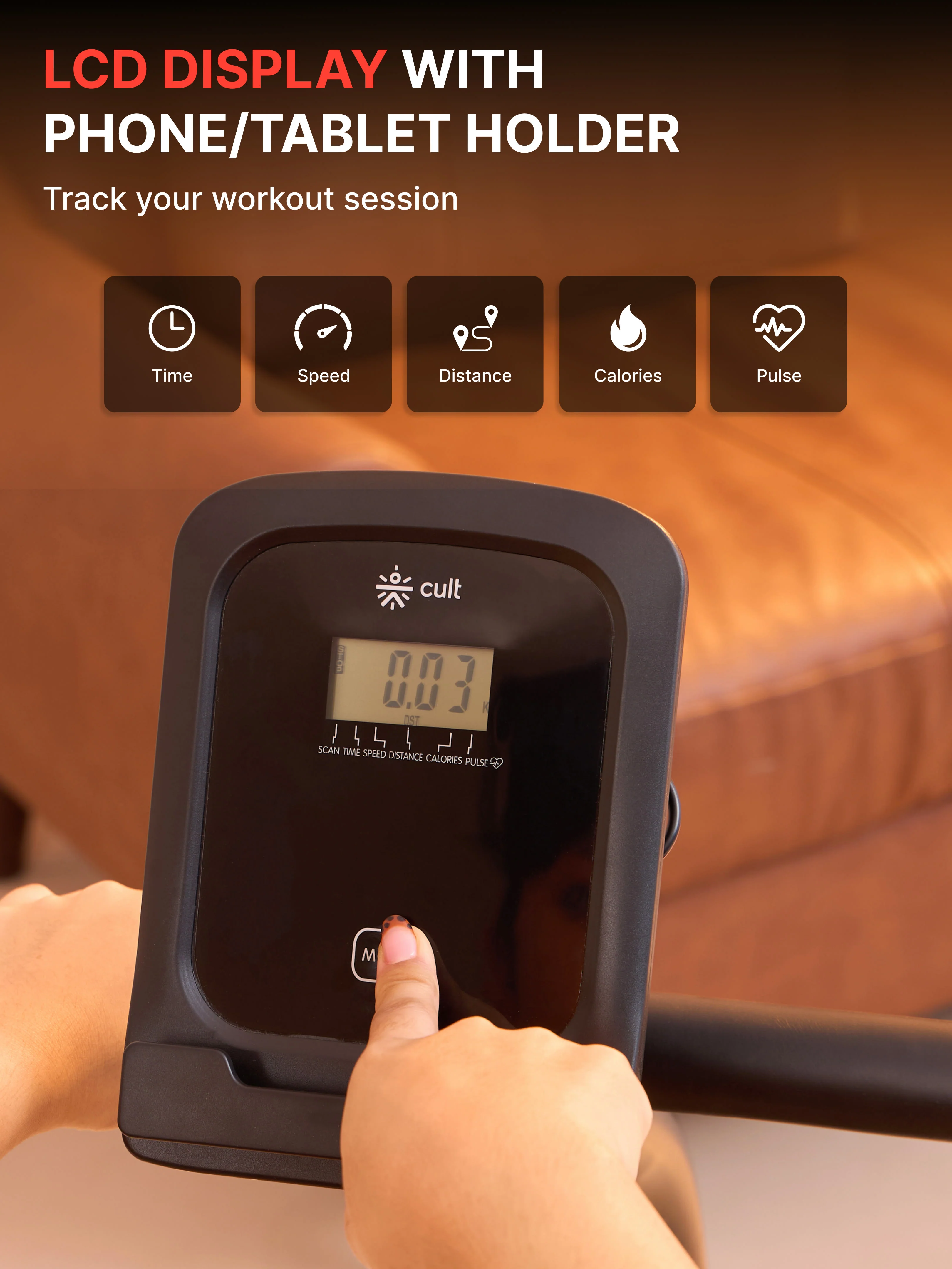 Smartbike Bari Recumbent Bike with Max Weight support 110 kg | Heart Rate Sensor with Adjustable Seat – Black (with 6 Months Extended Warranty) - Image 3