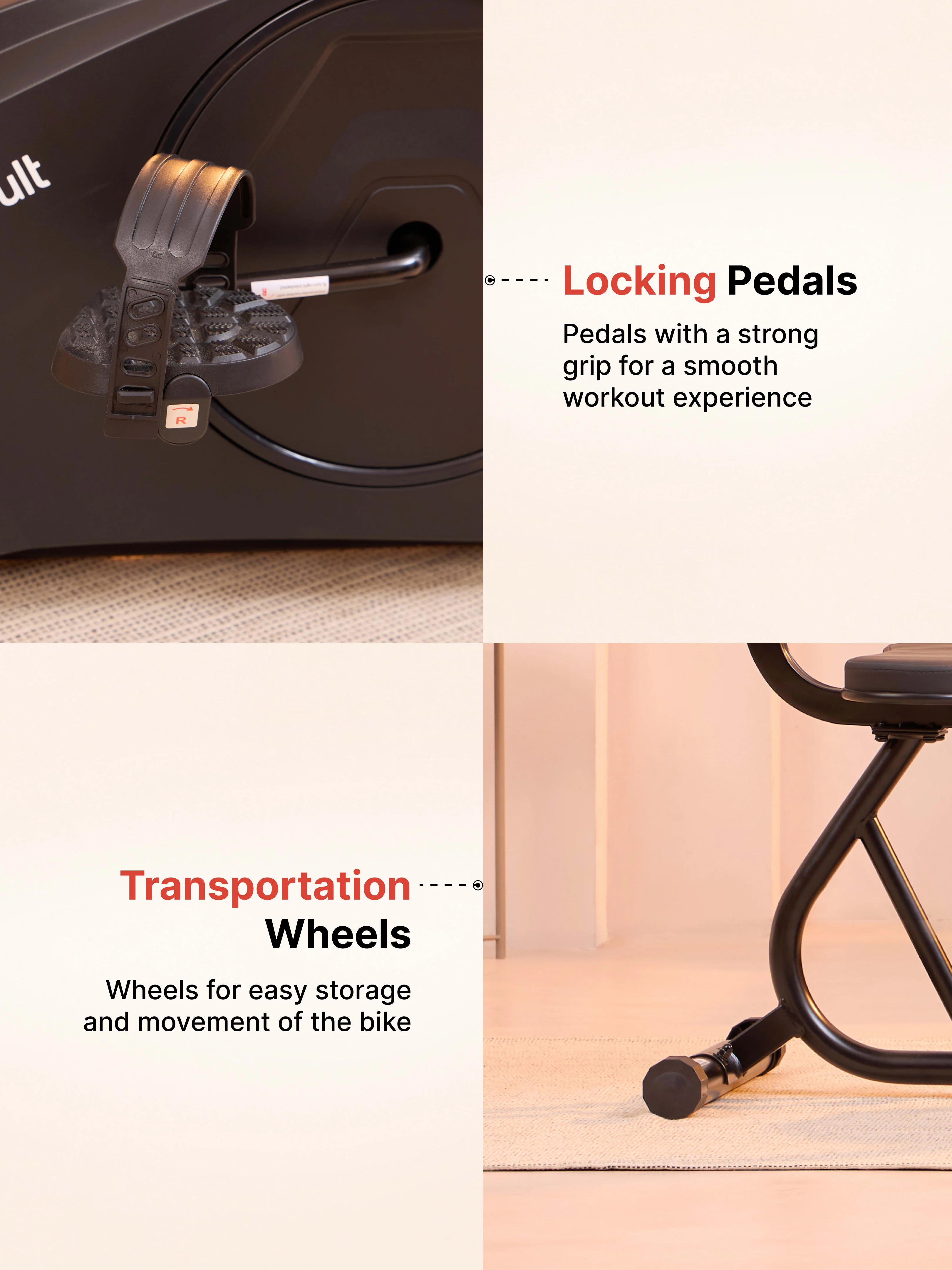 Smartbike Bari Recumbent Bike with Max Weight support 110 kg | Heart Rate Sensor with Adjustable Seat – Black (with 6 Months Extended Warranty) - Image 6