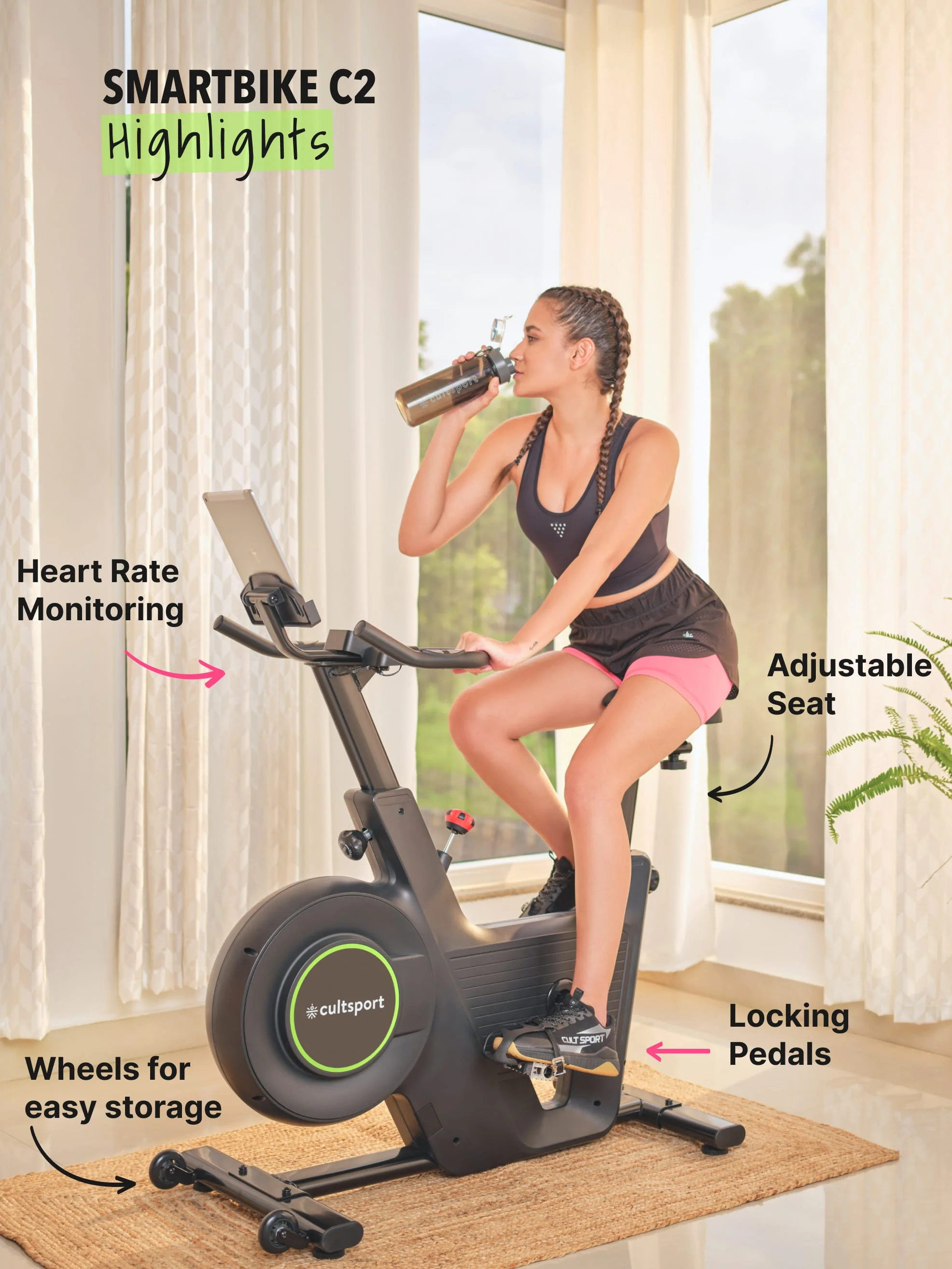 Smartbike c2: Spin bike with stepless magnetic resistance (with 6 months extended warranty) - Image 3