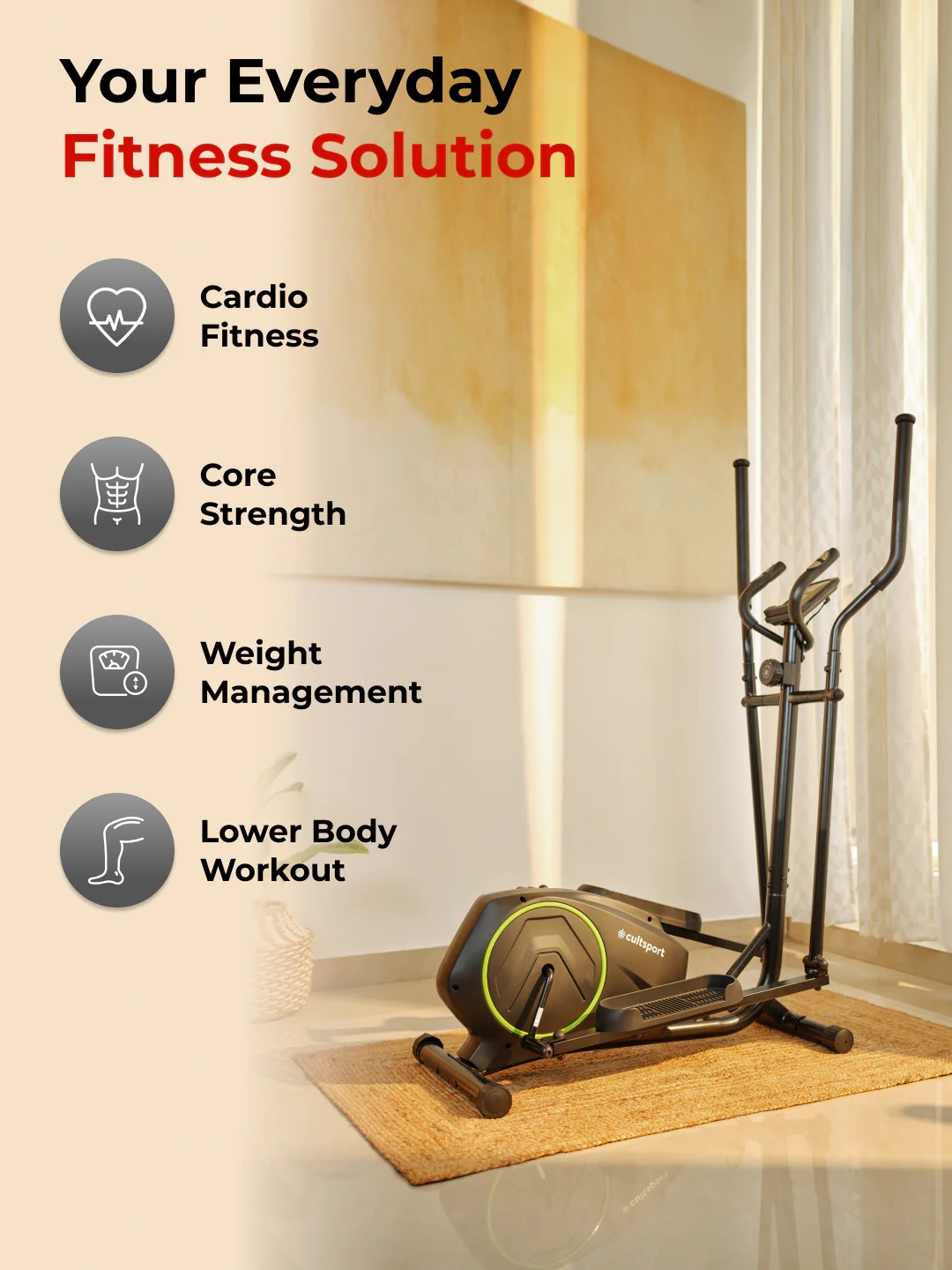Smartcross B1 Elliptical Cross Trainer with 2kg Flywheel | Max Weight-120kg | 8 Level Magnetic Resistance (with 6 months extended warranty) - Image 6