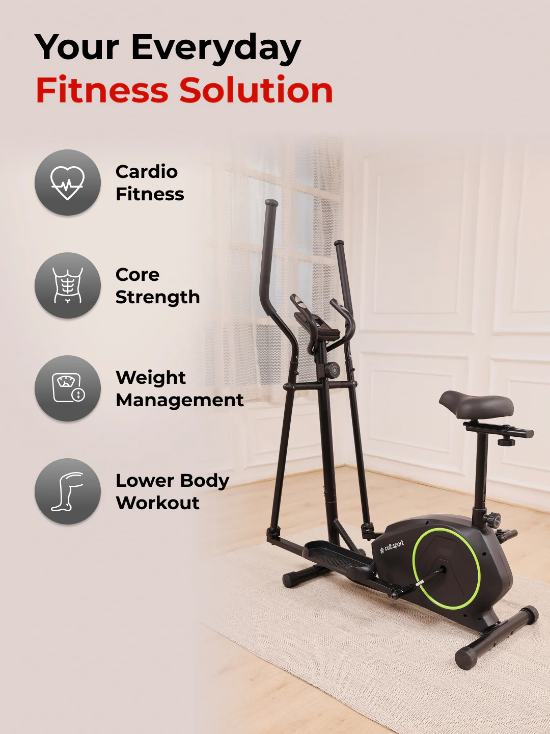 Smartcross Bern Elliptical Cross Trainer | 2kg Flywheel | Max Weight-120kg | 8 Level Magnetic Resistance (with 6 months extended warranty) - Image 4