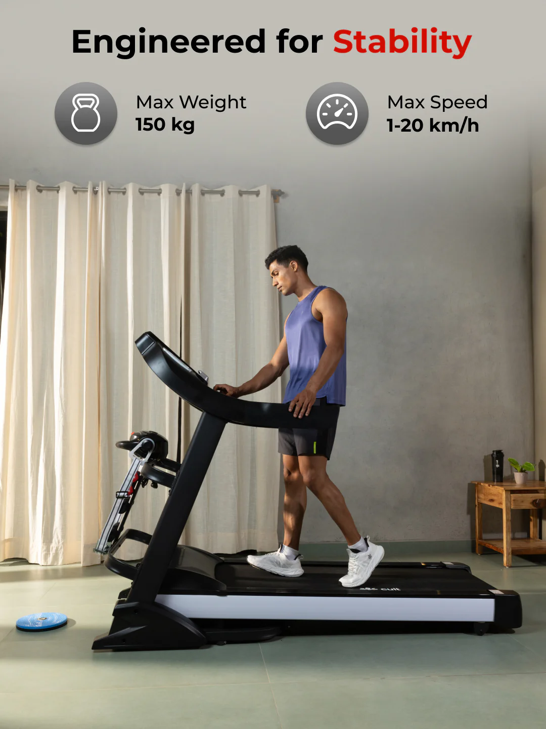 Smartrun Davie 7 HP Peak Treadmill | 15-level Auto-Incline & Massager | Max Weight-150kg | Max Speed-20kmph (with 6 Months Extended Warranty) - Image 4
