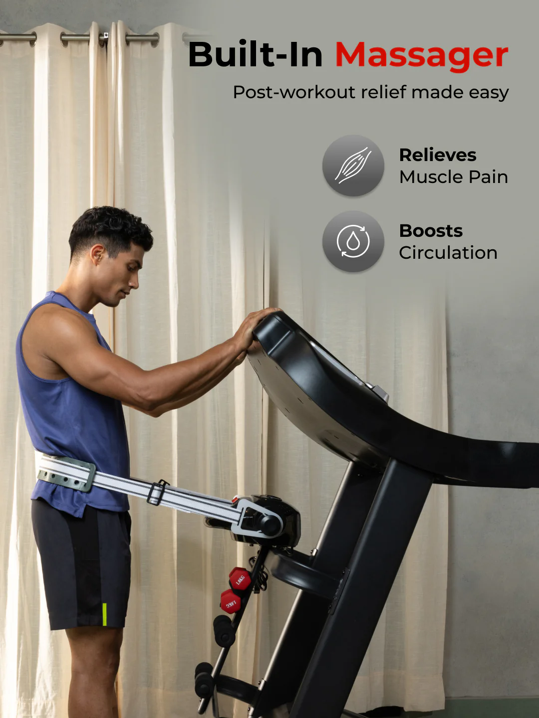 Smartrun Davie 7 HP Peak Treadmill | 15-level Auto-Incline & Massager | Max Weight-150kg | Max Speed-20kmph (with 6 Months Extended Warranty) - Image 6