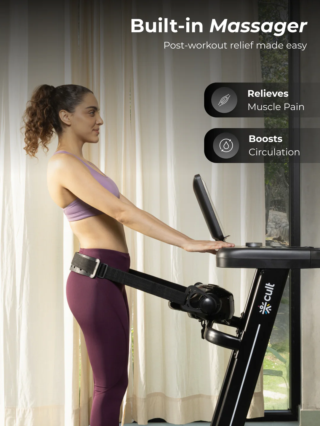 Cult SmartStrideActive BLDC Motor (5HP Peak) Treadmill with Massager | Max Weight: 130kg | 15 Level Auto Incline (with 6 Months extended warranty) - Image 7