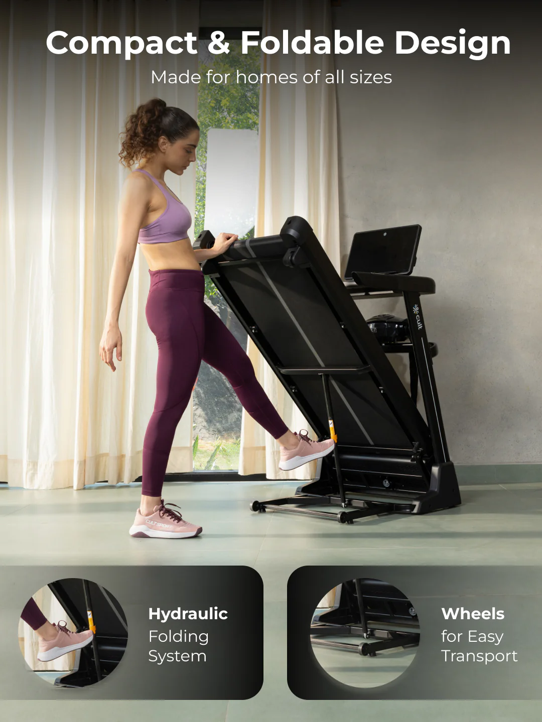 Cult SmartStrideActive BLDC Motor (5HP Peak) Treadmill with Massager | Max Weight: 130kg | 15 Level Auto Incline (with 6 Months extended warranty) - Image 8