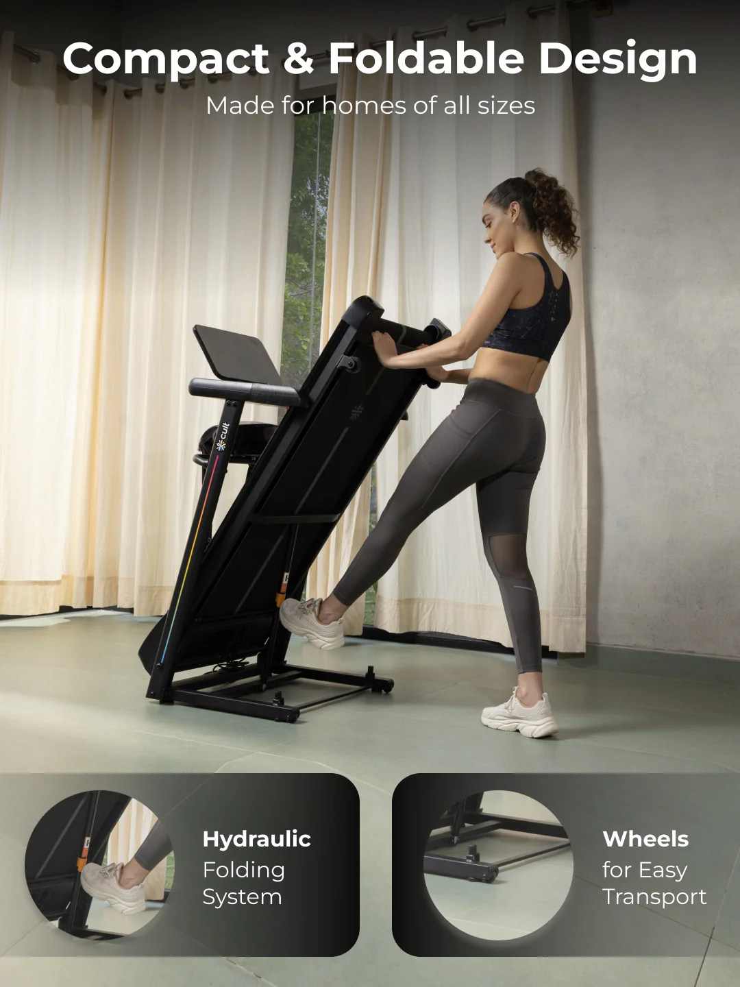 Cult SmartStrideCorePlus BLDC Motor (4HP Peak) Treadmill with Massager | Max Weight: 120kg | 15 Level Auto Incline (with 6 months extended warranty) - Image 8