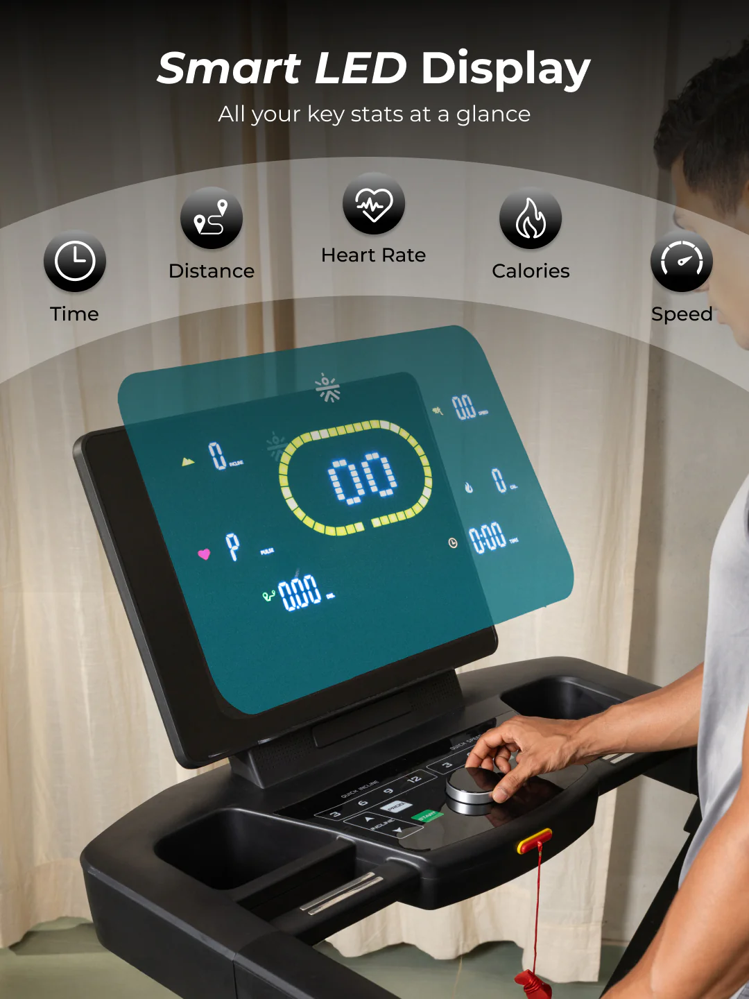 Cult SmartStrideElite Brushless BLDC-AC Motor (8HP Peak) Treadmill | Max Weight: 150kg | 20 Level Auto Incline (with 6 months extended warranty) - Image 6