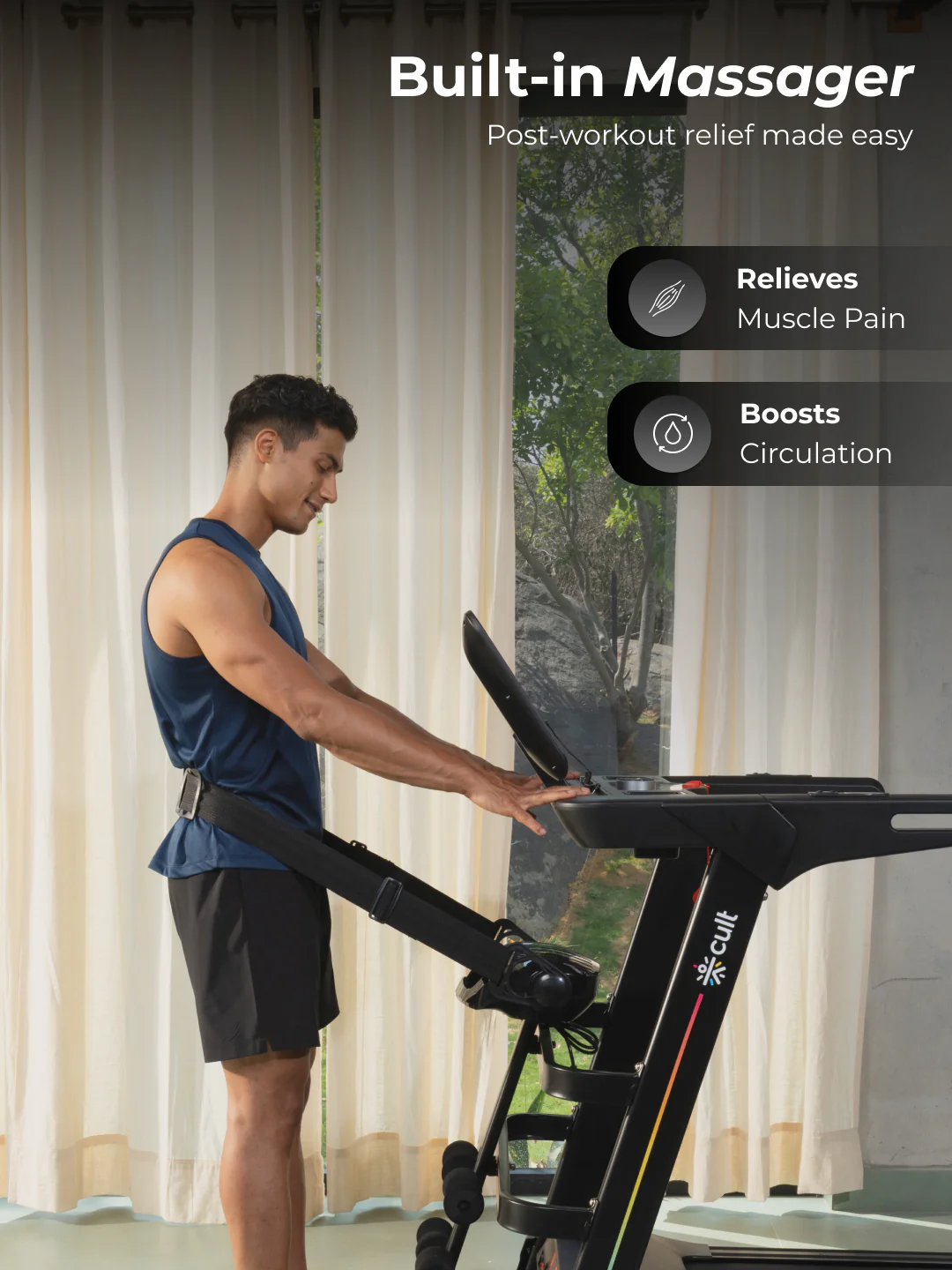 Cult SmartStridePro BLDC Motor (7HP Peak) Treadmill with Massager | Max Weight: 140kg | 18 Level Auto Incline (with 6 Months extended warranty) - Image 7