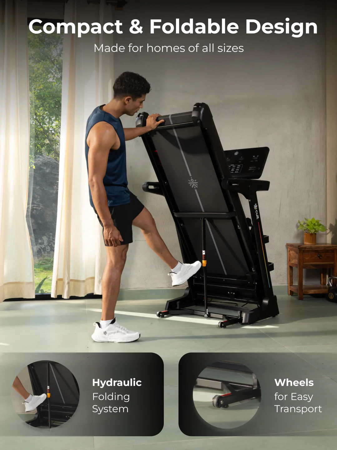 Cult SmartStridePro BLDC Motor (7HP Peak) Treadmill with Massager | Max Weight: 140kg | 18 Level Auto Incline (with 6 Months extended warranty) - Image 8
