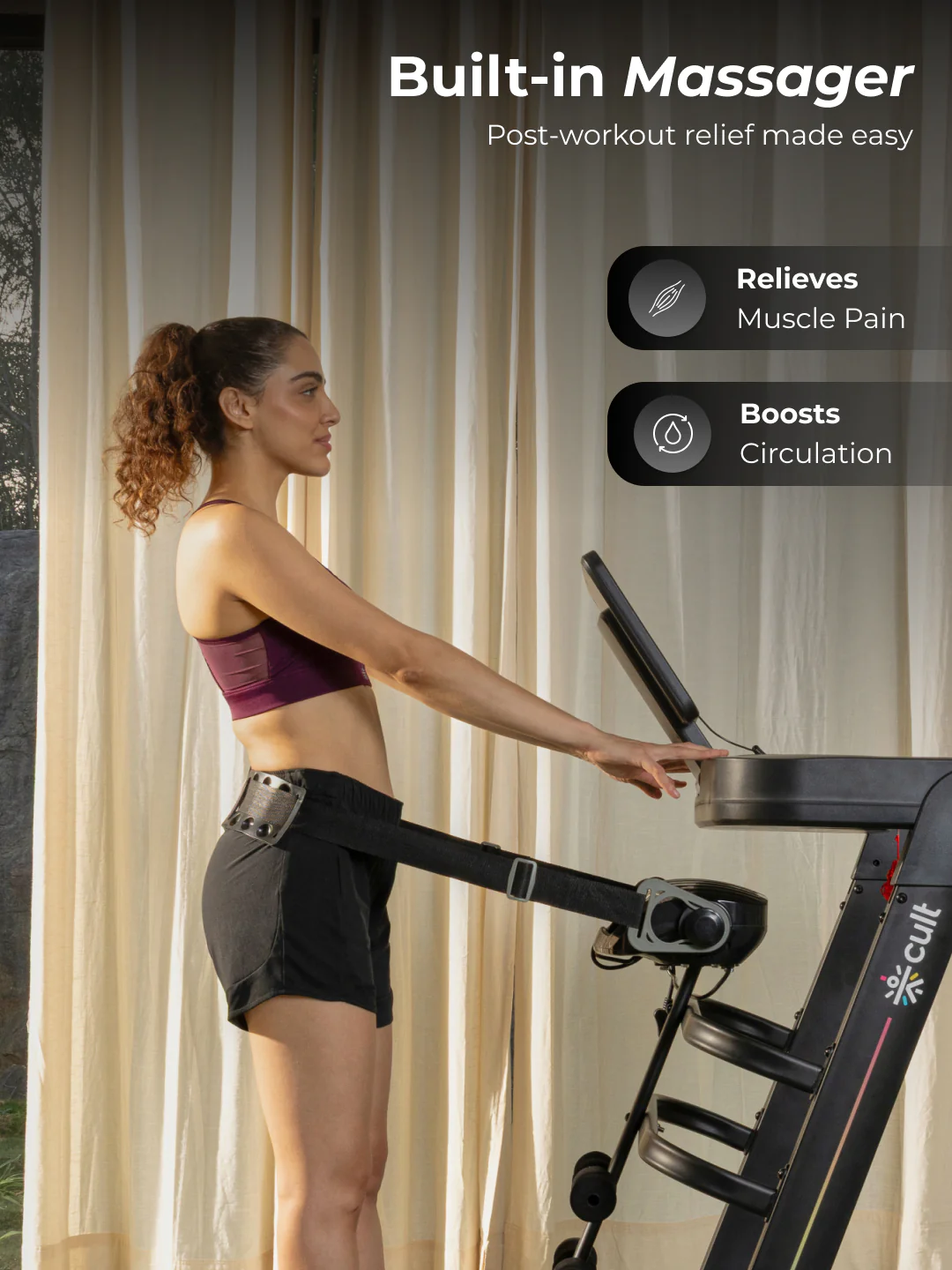 Cult SmartStrideSprint BLDC Motor (6HP Peak) Treadmill with Massager | Max Weight: 140kg | 15 Level Auto Incline (with 6 Months extended warranty) - Image 8