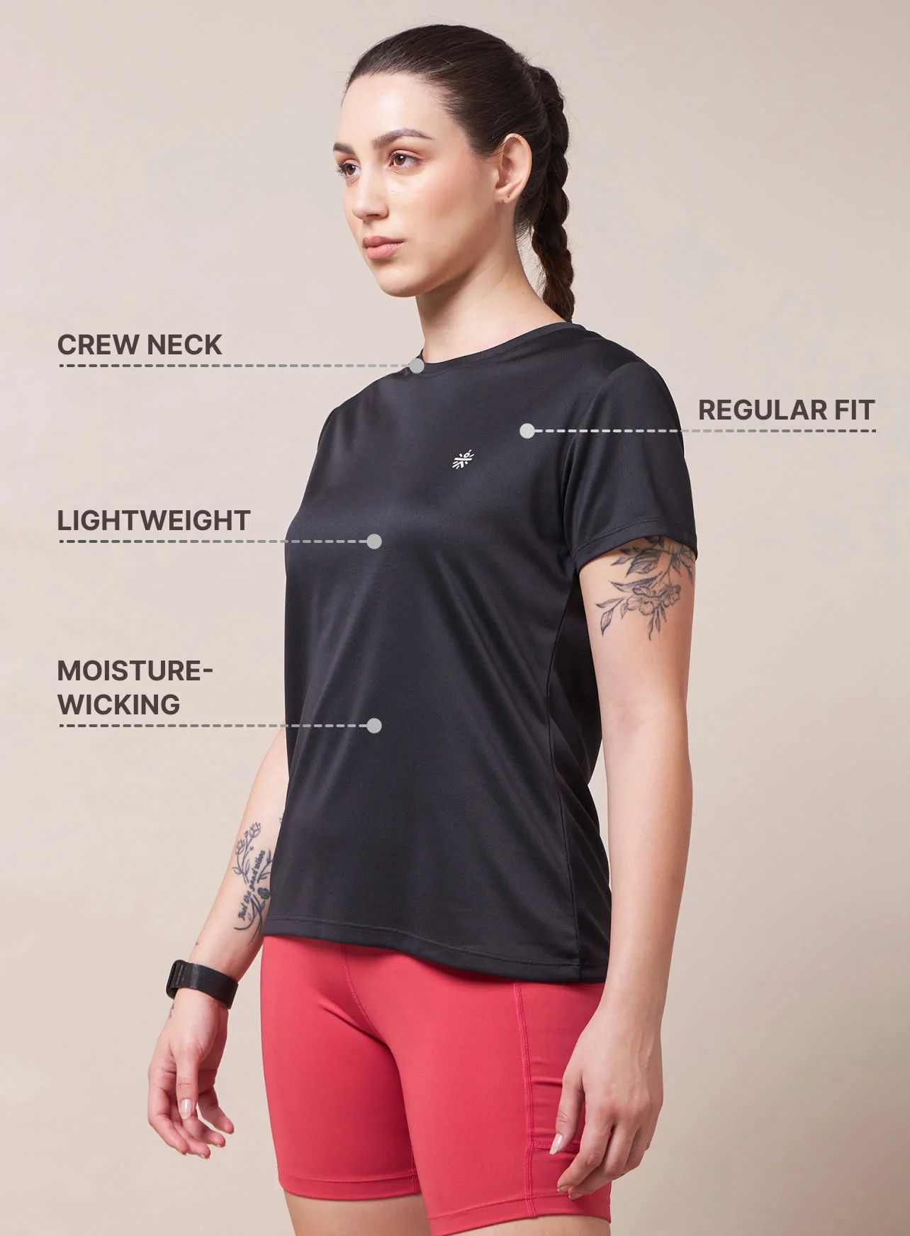 Solid Active T-shirt with Logo - Image 5