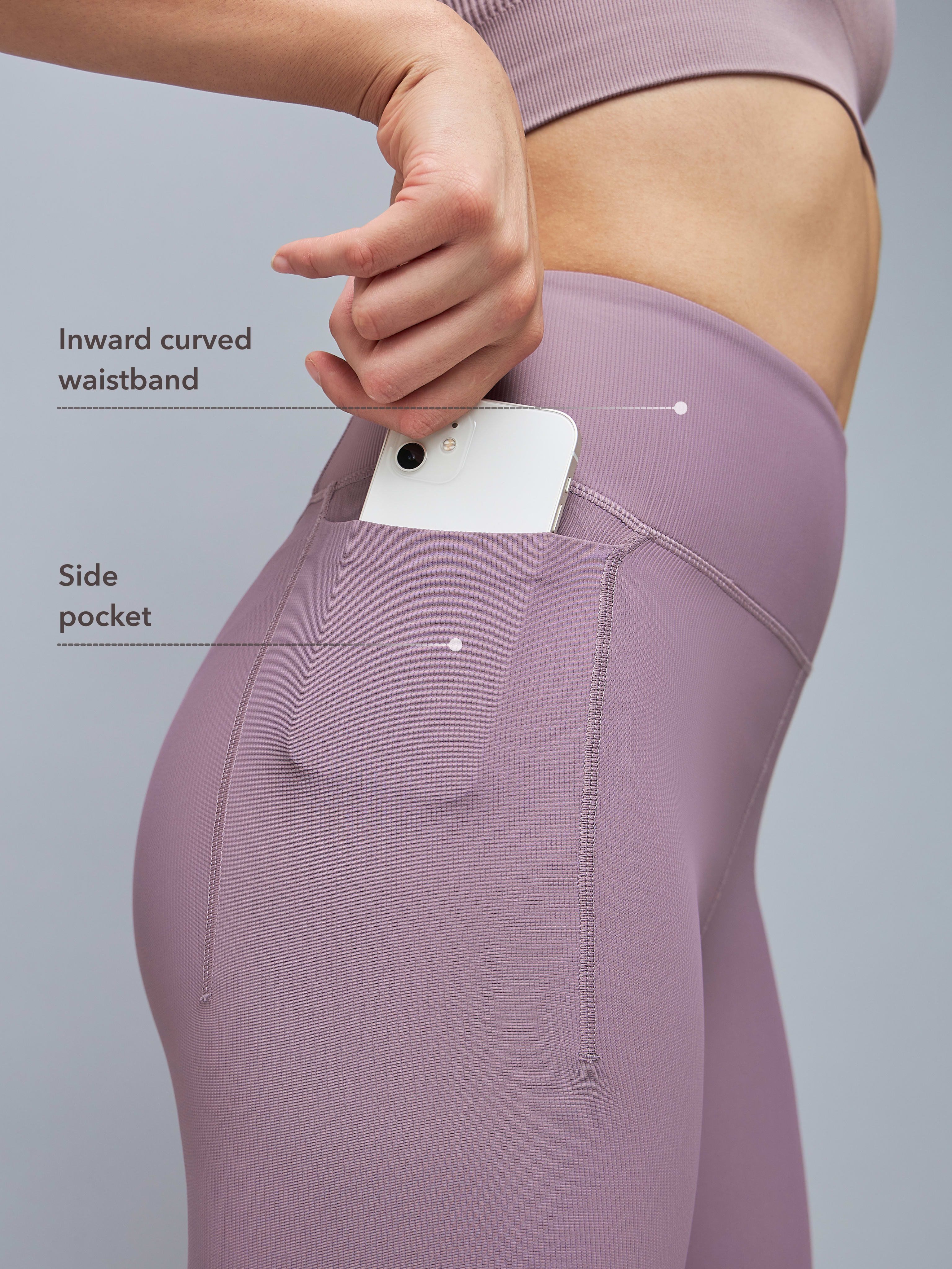 Solid High Waist Tights with Side Pocket - Image 5