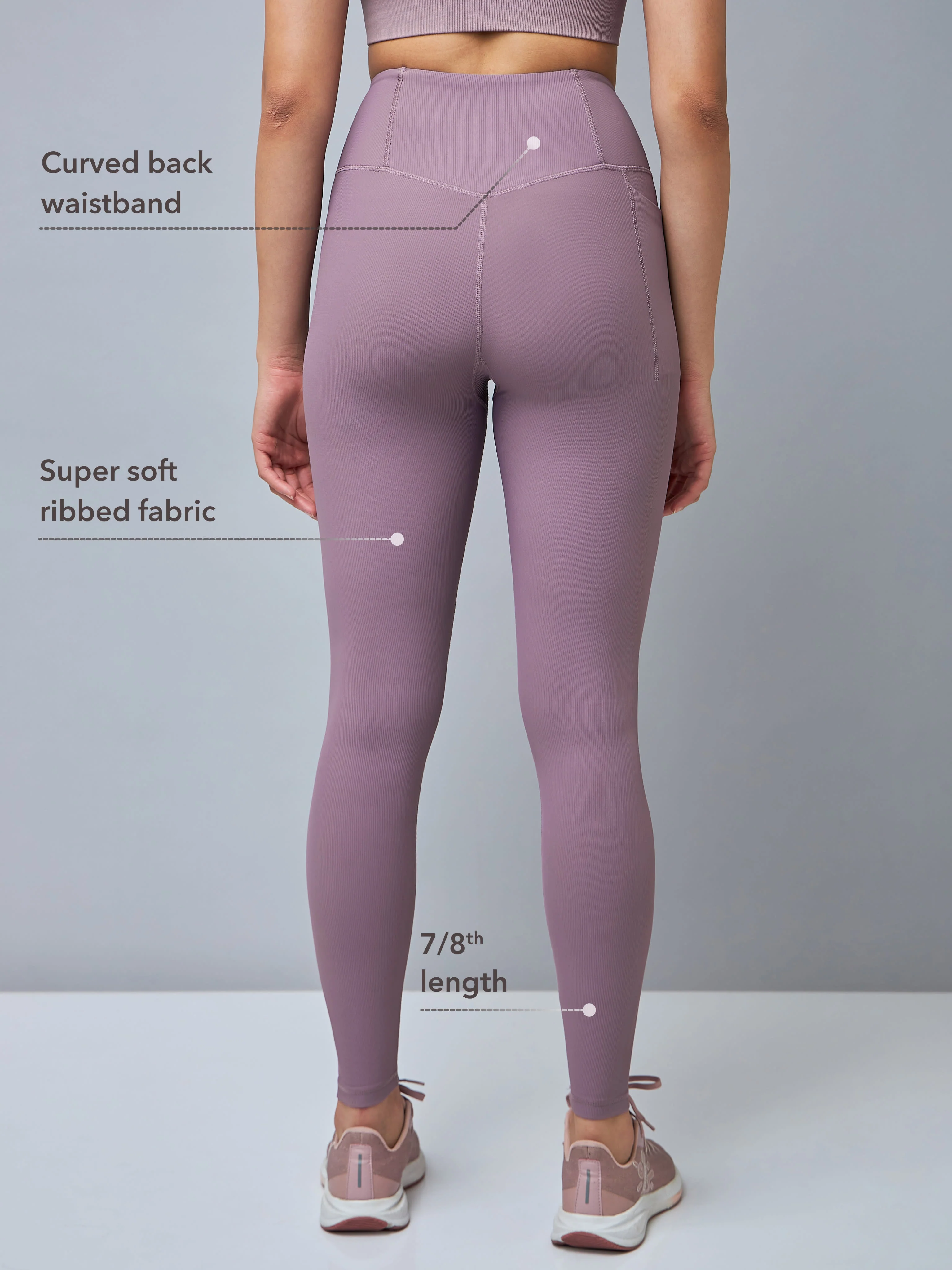 Solid High Waist Tights with Side Pocket - Image 6